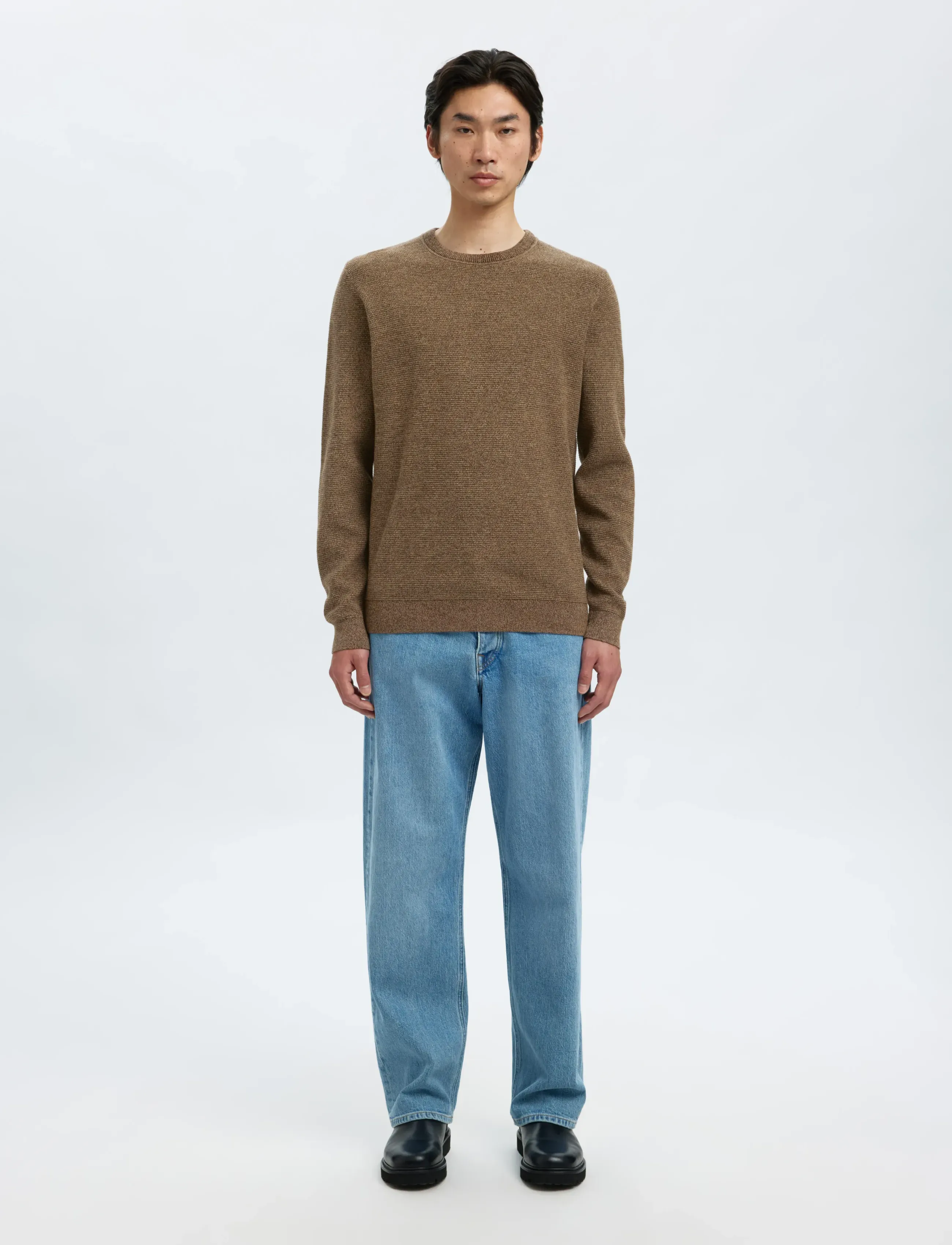 Selected - SLMROSS LS KNIT STRUCTURE CREW NECK NOOS - rund hals - demitasse - 3