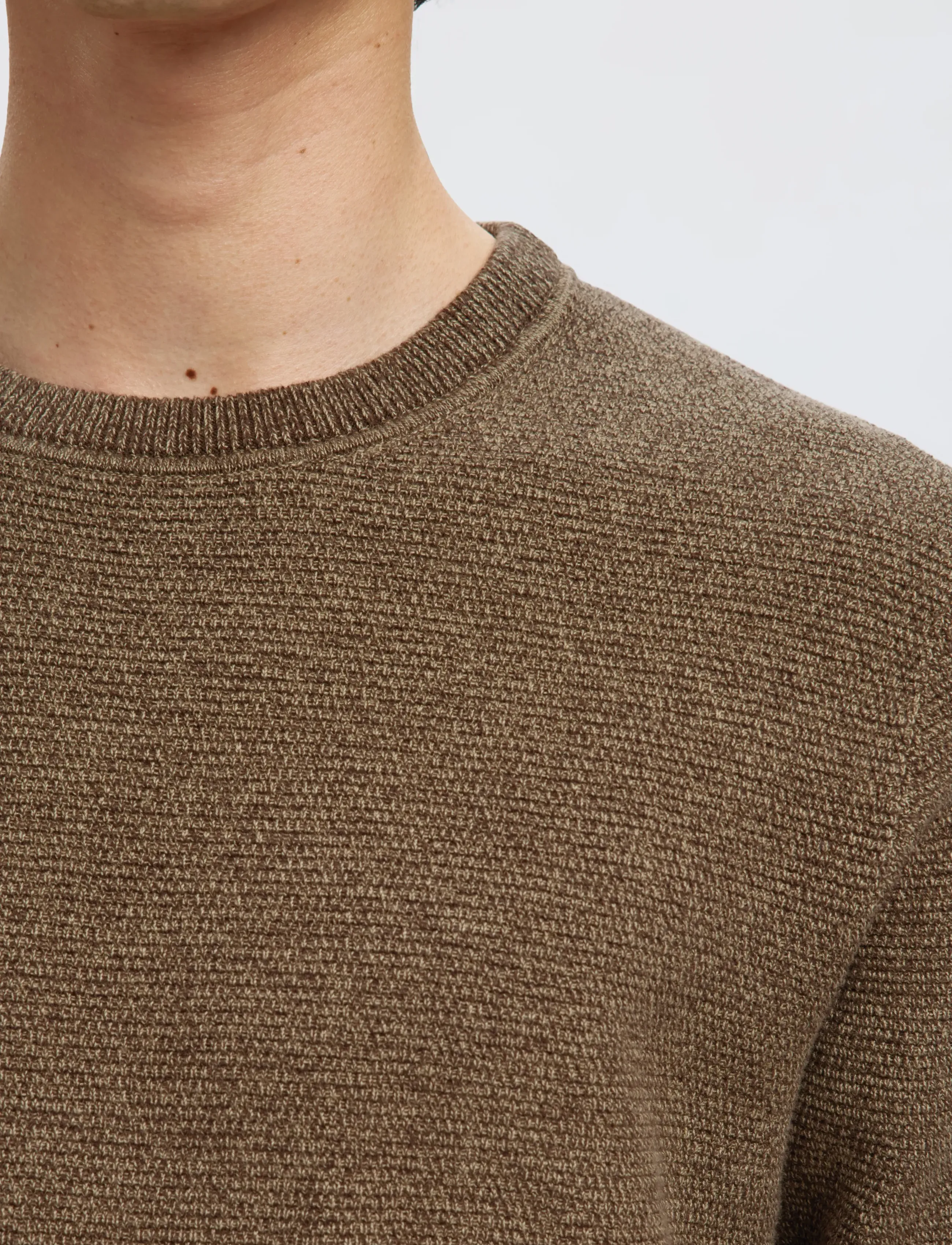 Selected - SLMROSS LS KNIT STRUCTURE CREW NECK NOOS - rund hals - demitasse - 4