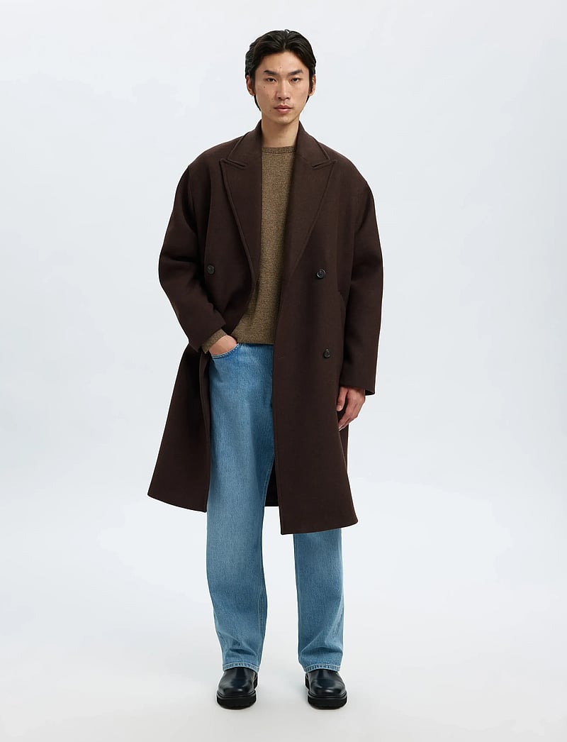 Selected - SLHROSS LS KNIT STRUCTURE CREW NECK NOOS - rundhalsad - demitasse - 5