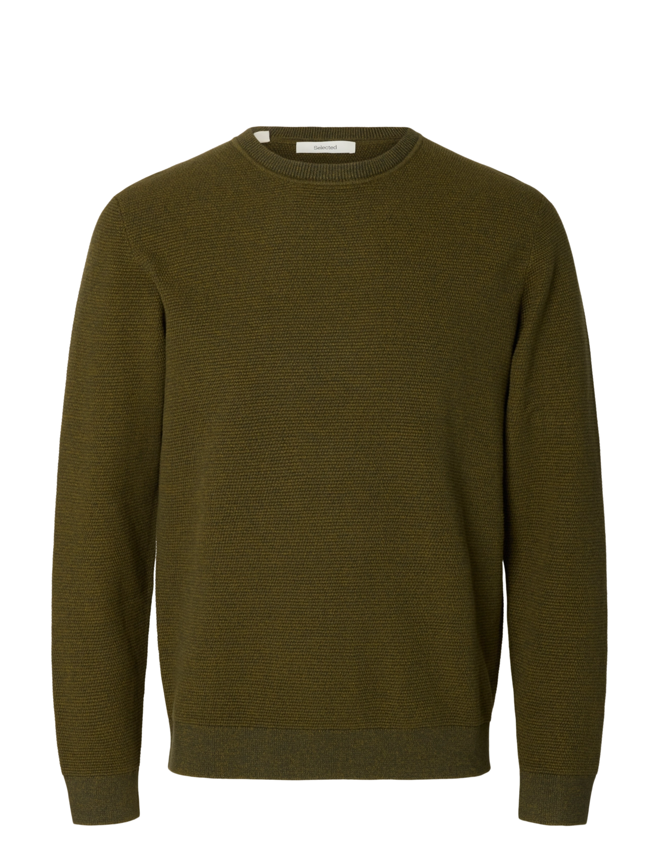 Selected SLMROSS LS KNIT STRUCTURE CREW NECK NOOS - Selected - FOREST NIGHT / khaki/green