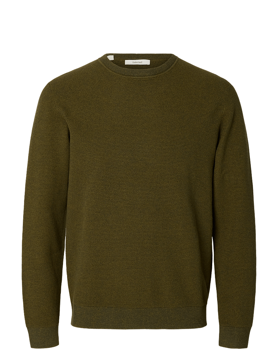 Selected - SLMROSS LS KNIT STRUCTURE CREW NECK NOOS - rundhalsad - forest night - 1