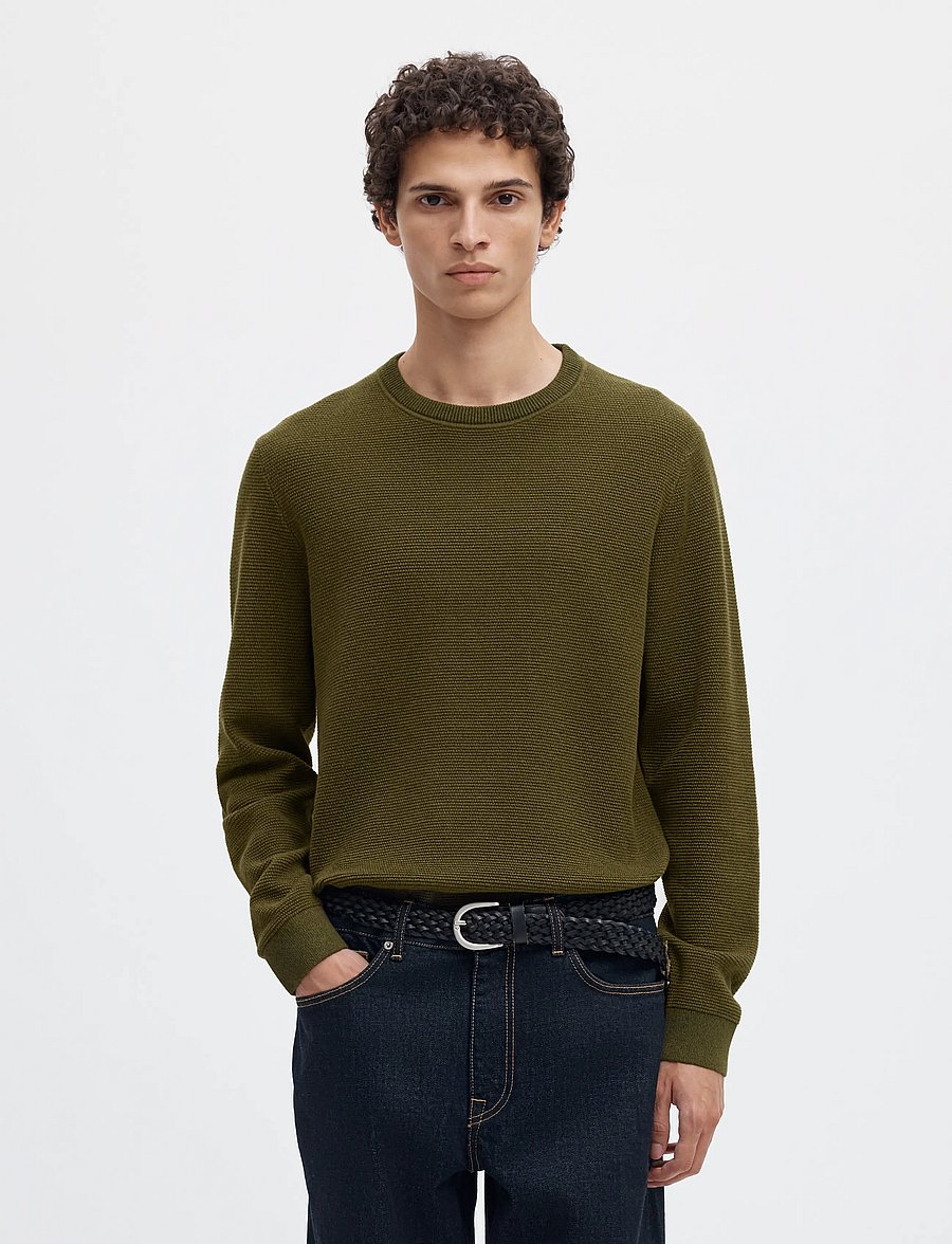 Selected - SLMROSS LS KNIT STRUCTURE CREW NECK NOOS - rundhalsad - forest night - 0