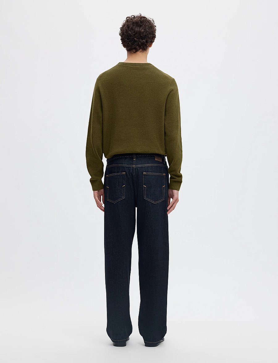 Selected - SLMROSS LS KNIT STRUCTURE CREW NECK NOOS - rundhalsad - forest night - 2