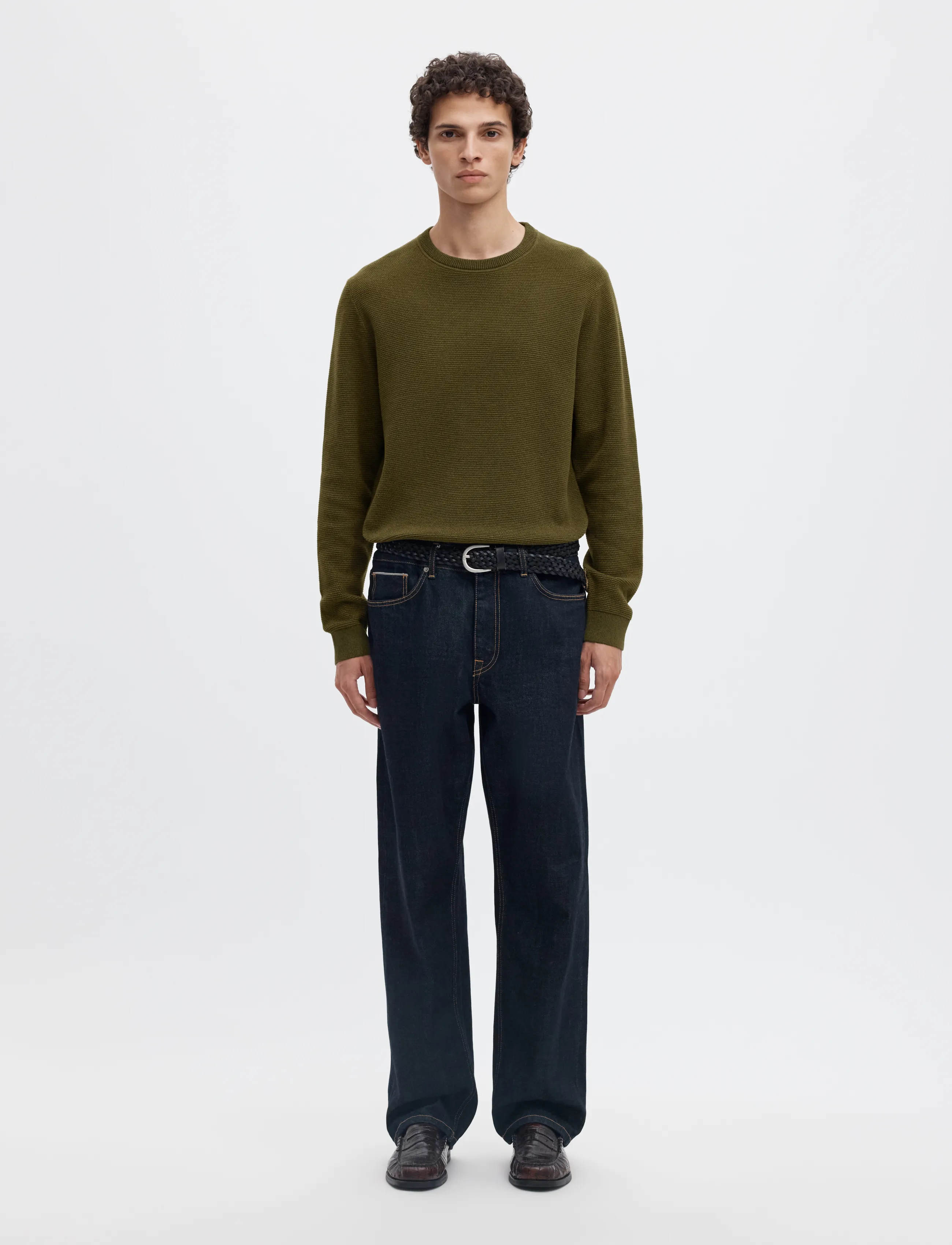 Selected - SLMROSS LS KNIT STRUCTURE CREW NECK NOOS - rundhalsad - forest night - 3