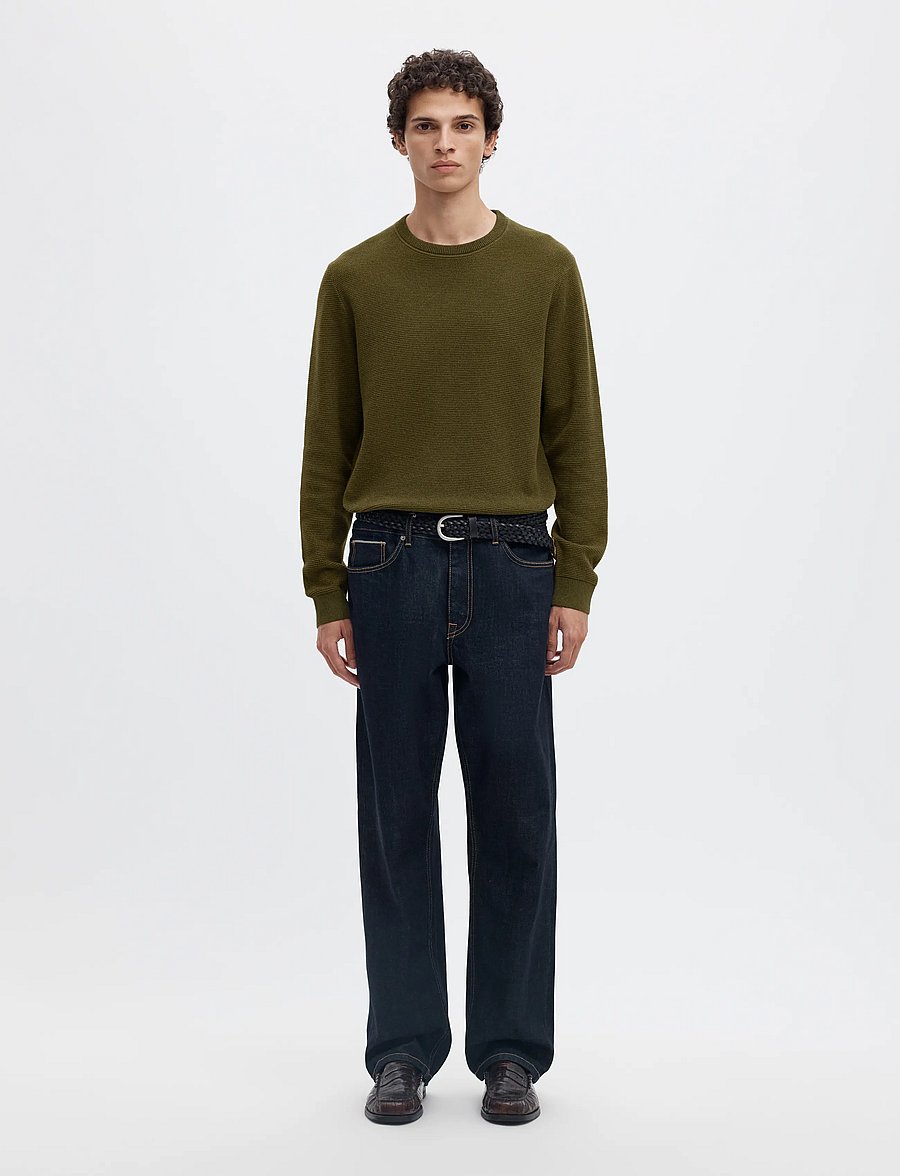 Selected - SLMROSS LS KNIT STRUCTURE CREW NECK NOOS - rundhalsad - forest night - 3