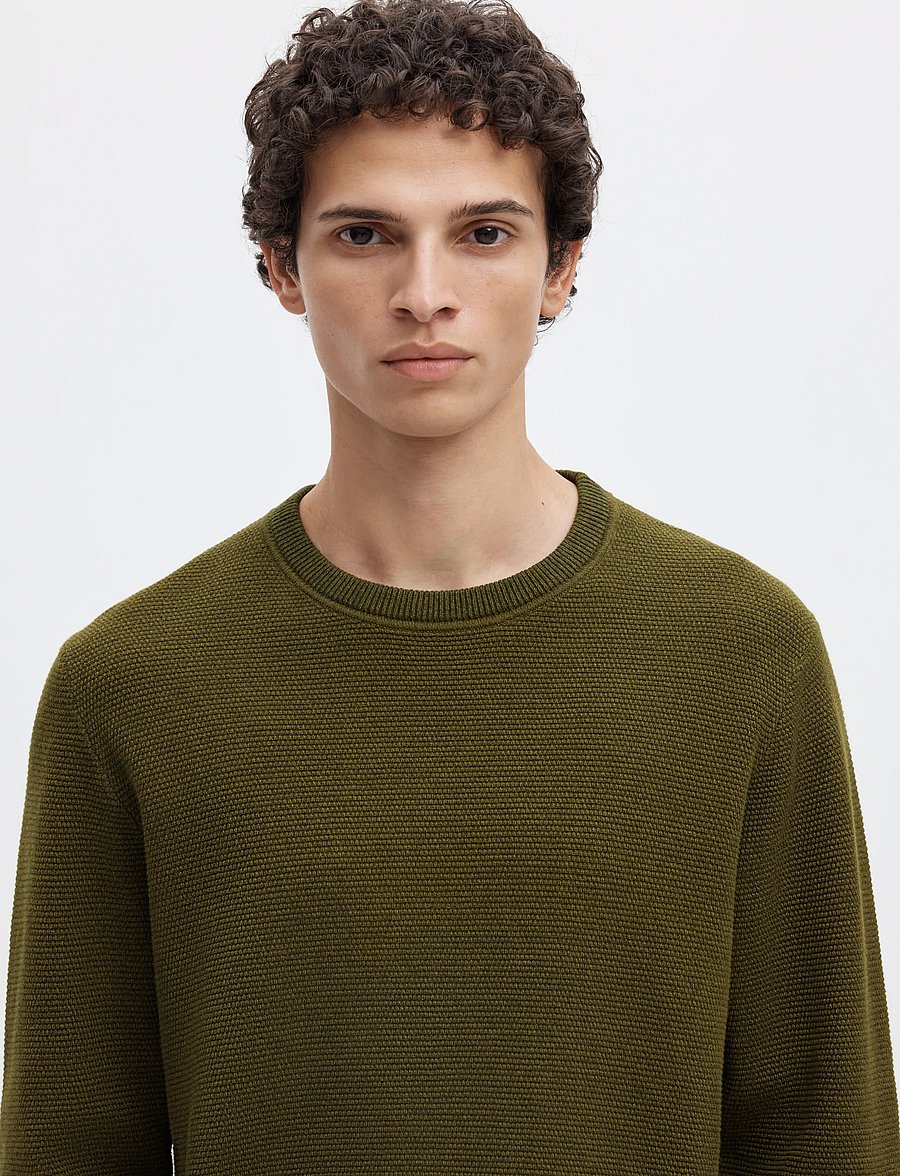 Selected - SLMROSS LS KNIT STRUCTURE CREW NECK NOOS - rundhalsad - forest night - 4