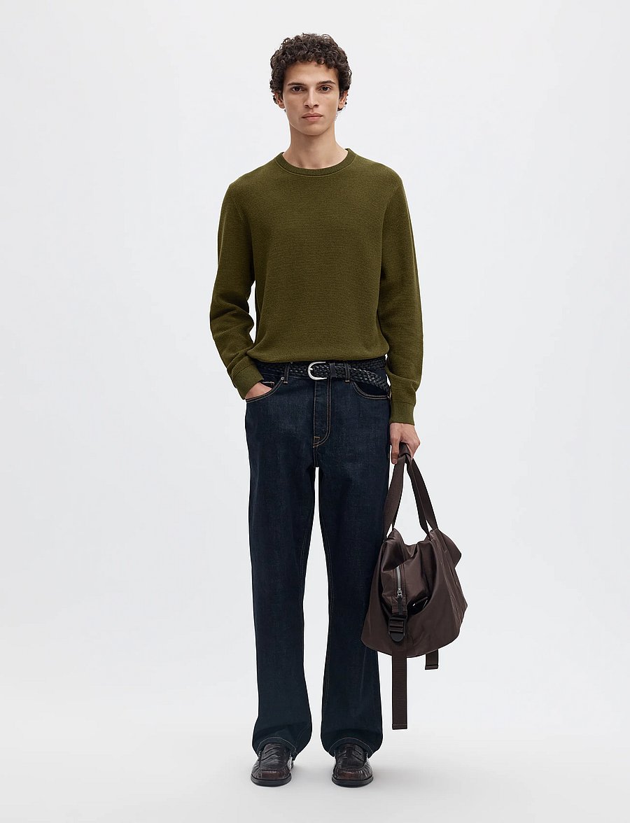 Selected - SLMROSS LS KNIT STRUCTURE CREW NECK NOOS - rundhalsad - forest night - 5