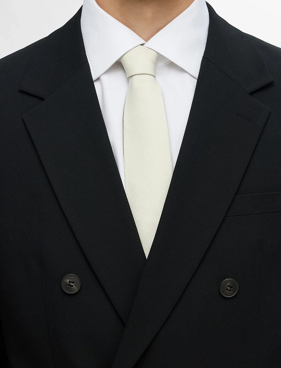 Selected - SLMOTTO PLAIN WOOL TIE NOOS - slipsar - sandshell - 3