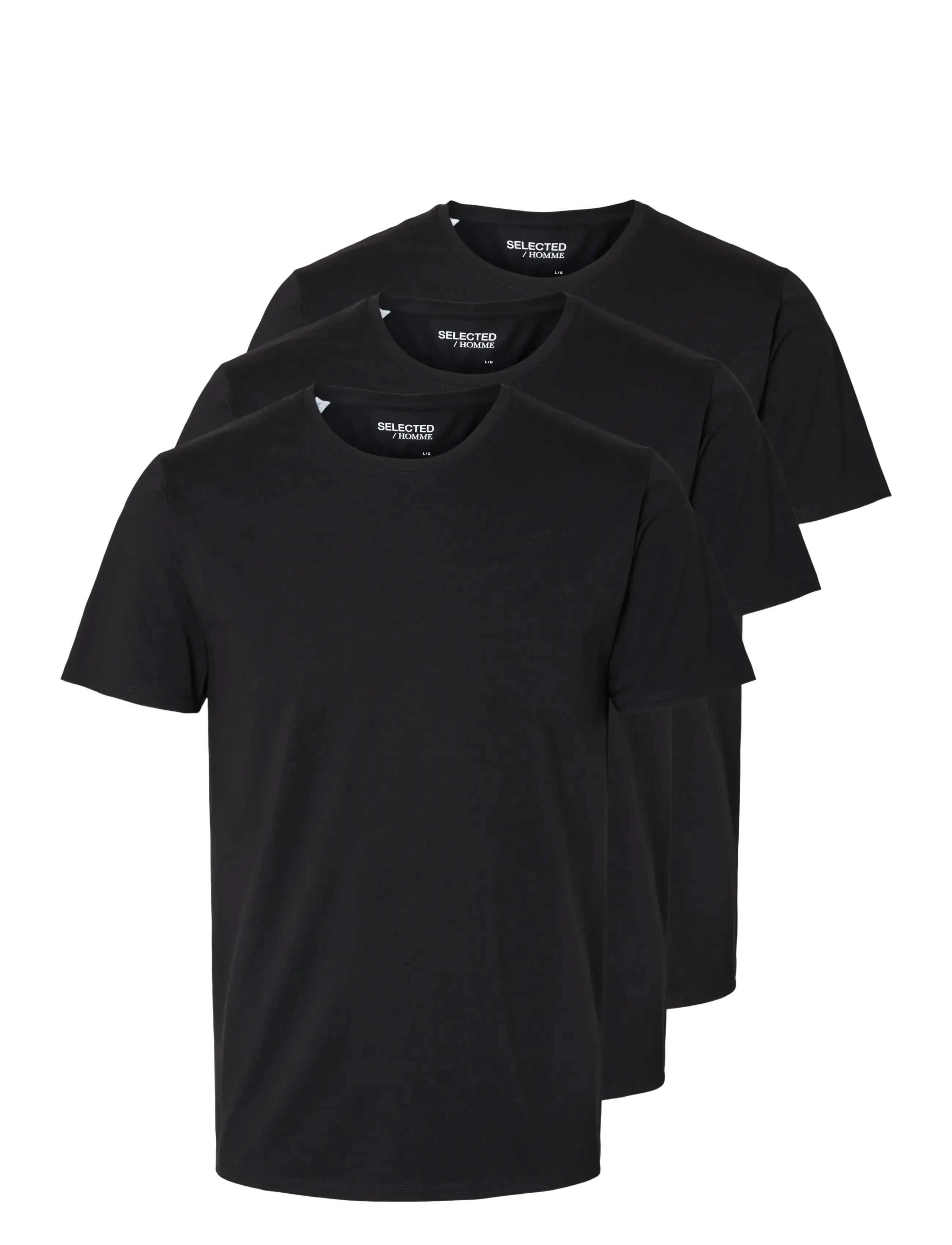 Selected SLMROLAND SS O-NECK TEE 3-PACK NOOS - T-Shirts - BLACK / black