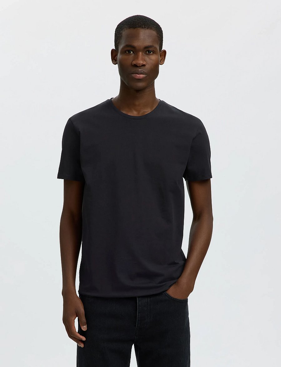 Selected - SLMROLAND SS O-NECK TEE 3-PACK NOOS - t-shirts à manches courtes - black - 0