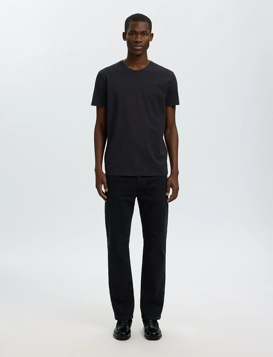 Selected - SLMROLAND SS O-NECK TEE 3-PACK NOOS - t-shirts à manches courtes - black - 3