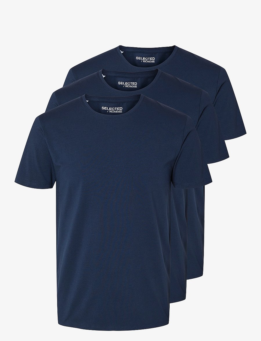 Selected - SLMROLAND SS O-NECK TEE 3-PACK NOOS - t-shirts à manches courtes - navy blazer - 1