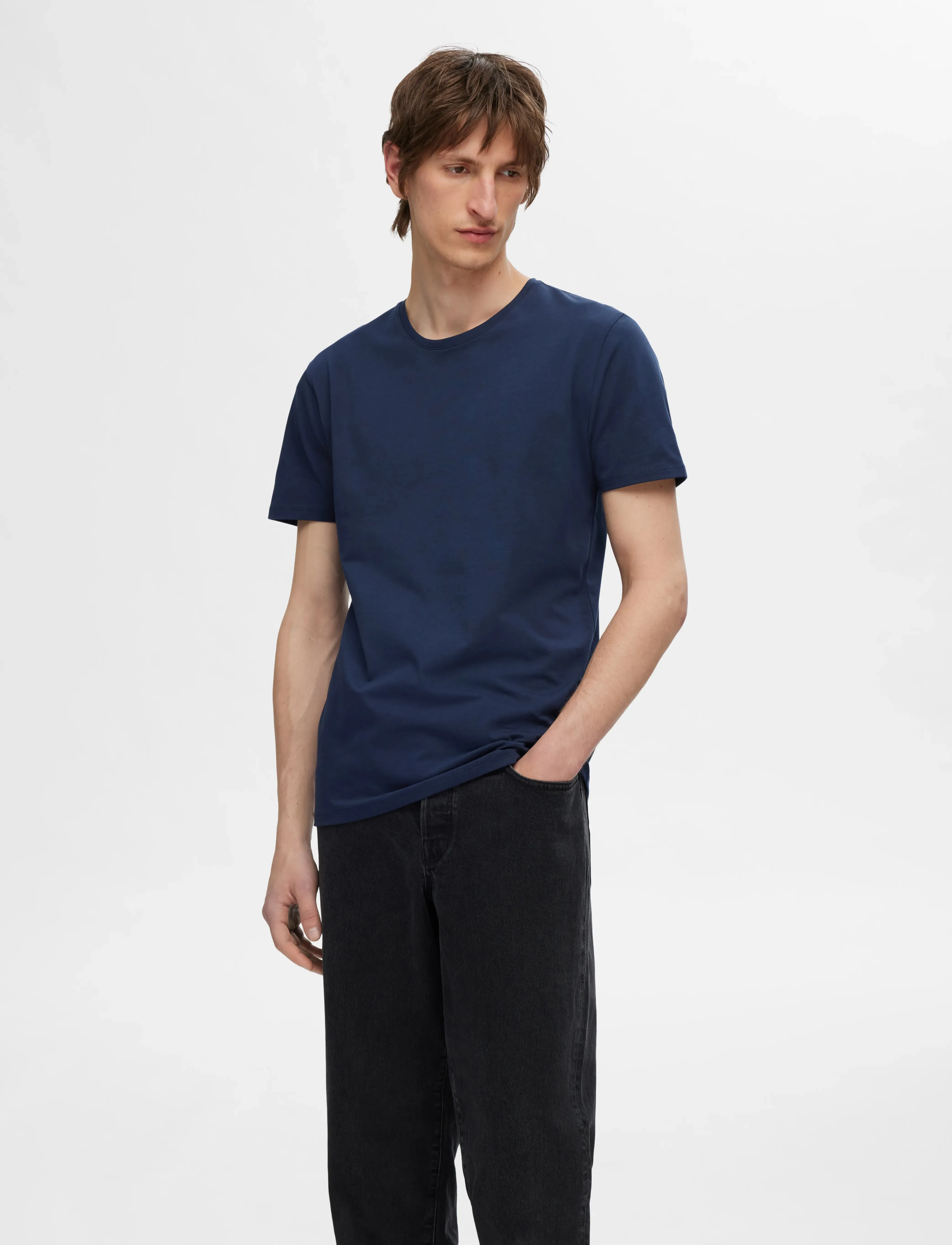 Selected SLMROLAND SS O-NECK TEE 3-PACK NOOS - Kleidung - NAVY BLAZER / navy