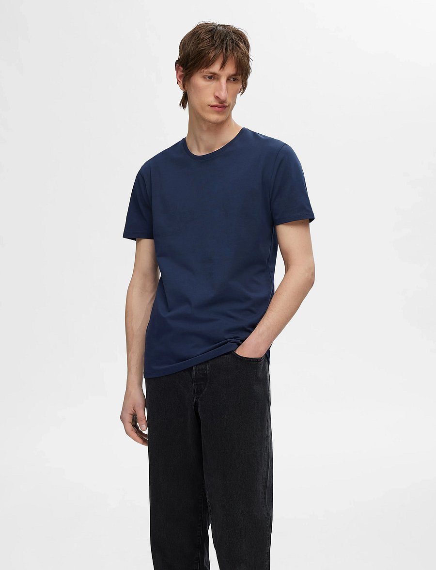 Selected - SLMROLAND SS O-NECK TEE 3-PACK NOOS - t-shirts à manches courtes - navy blazer - 0