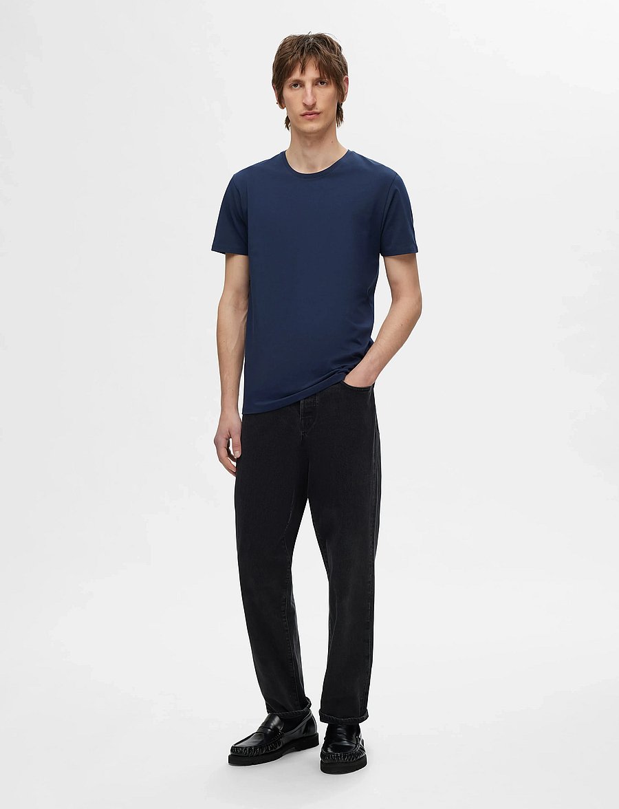Selected - SLMROLAND SS O-NECK TEE 3-PACK NOOS - t-shirts à manches courtes - navy blazer - 4