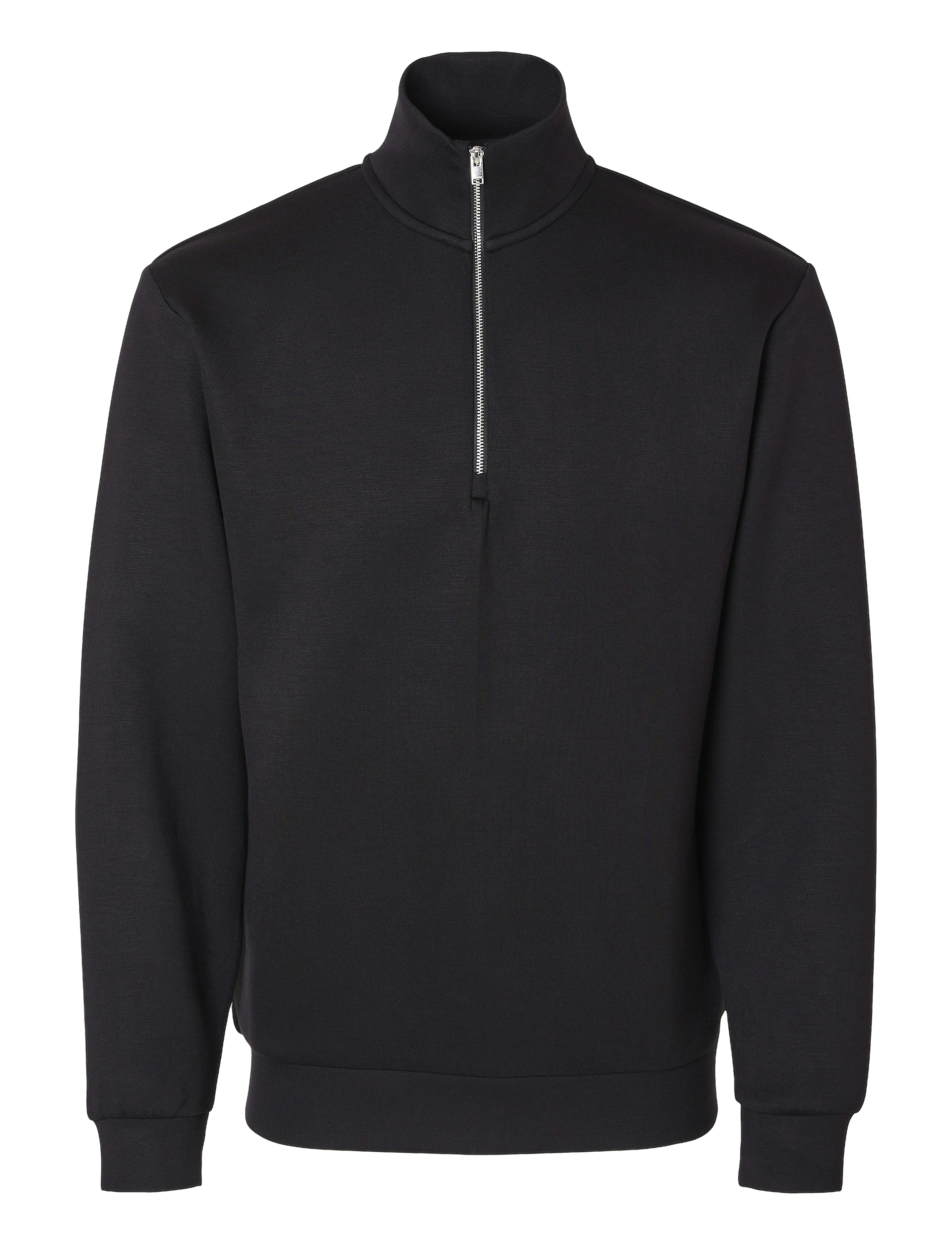 Selected SLHEMANUEL SOFT ZIP HIGH NECK SWEAT NOOS - Sweatshirts & hættetrøjer - BLACK / black
