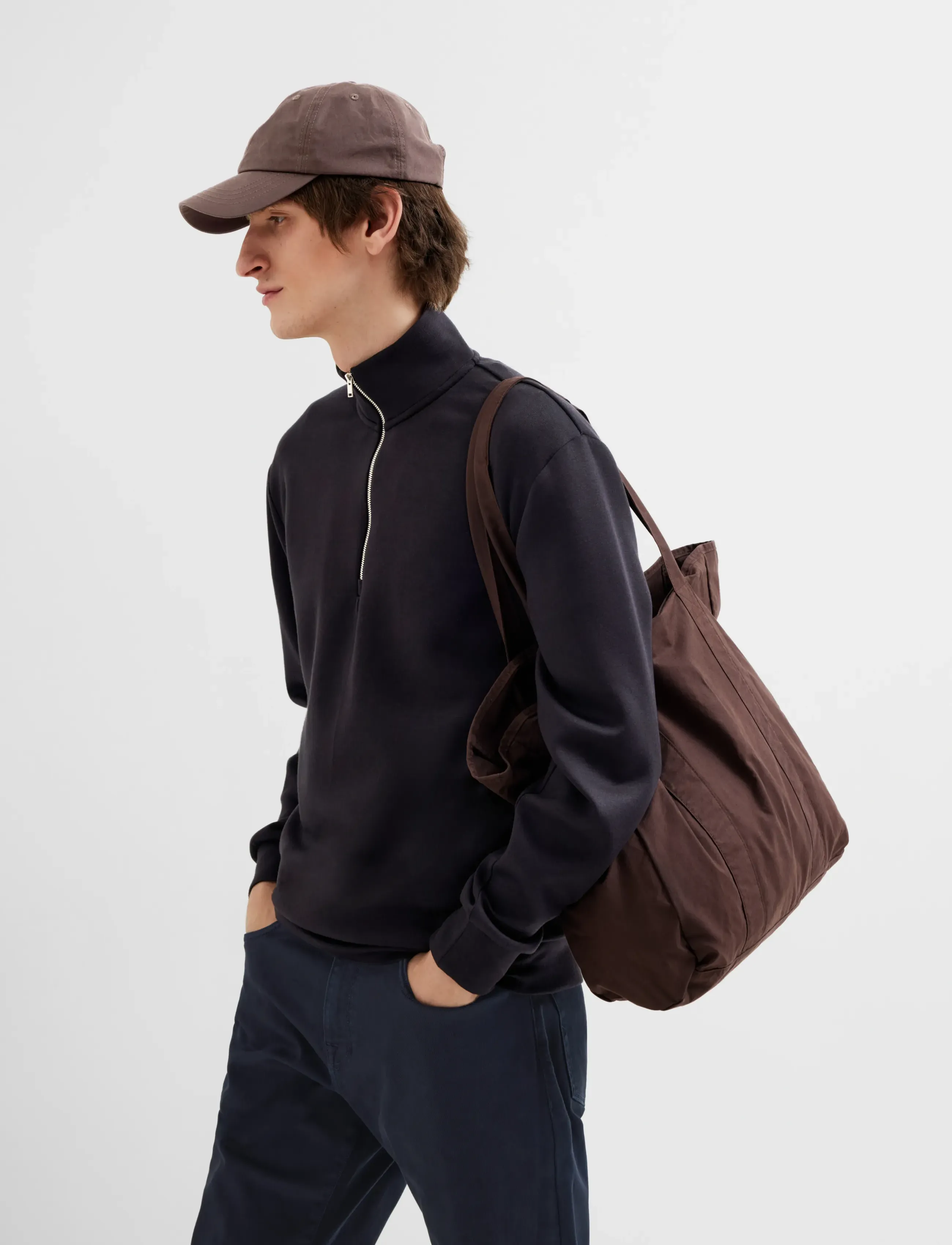 Selected - SLHEMANUEL SOFT ZIP HIGH NECK SWEAT NOOS - feriefavoritter - black - 5