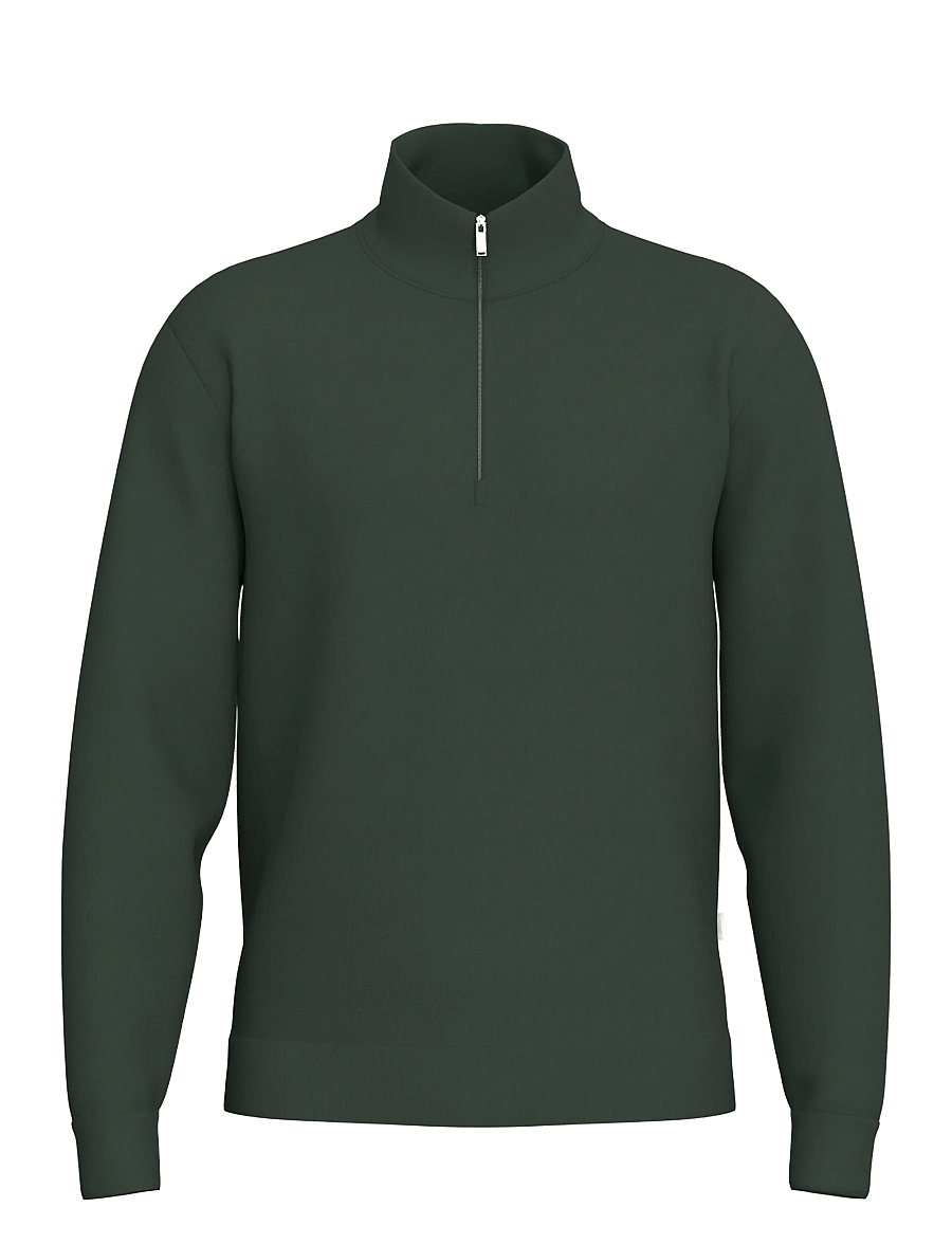 Selected - SLHEMANUEL SOFT ZIP HIGH NECK SWEAT NOOS - puhkuse põhitooted - deep forest - 1
