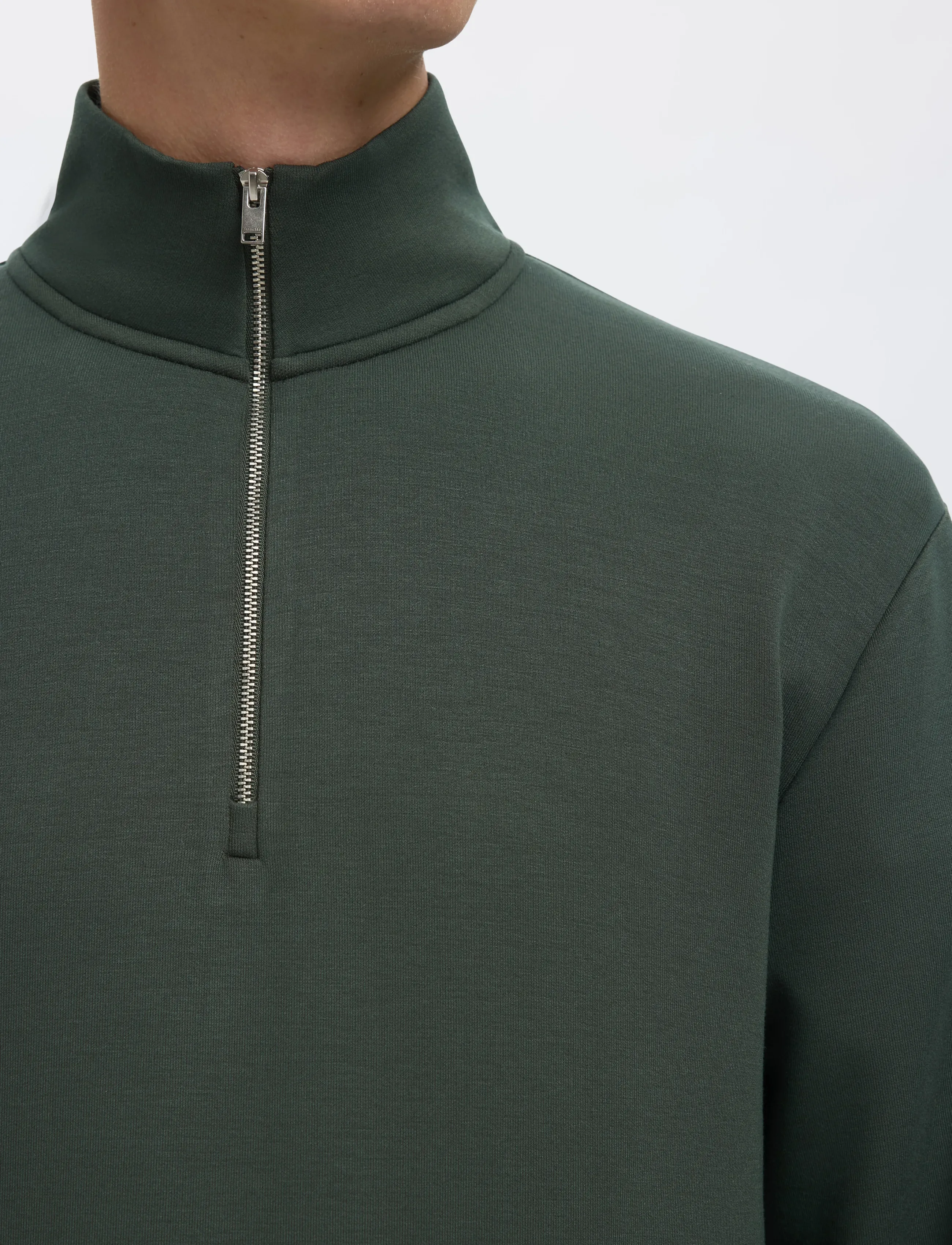 Selected - SLHEMANUEL SOFT ZIP HIGH NECK SWEAT NOOS - feriefavoritter - deep forest - 5