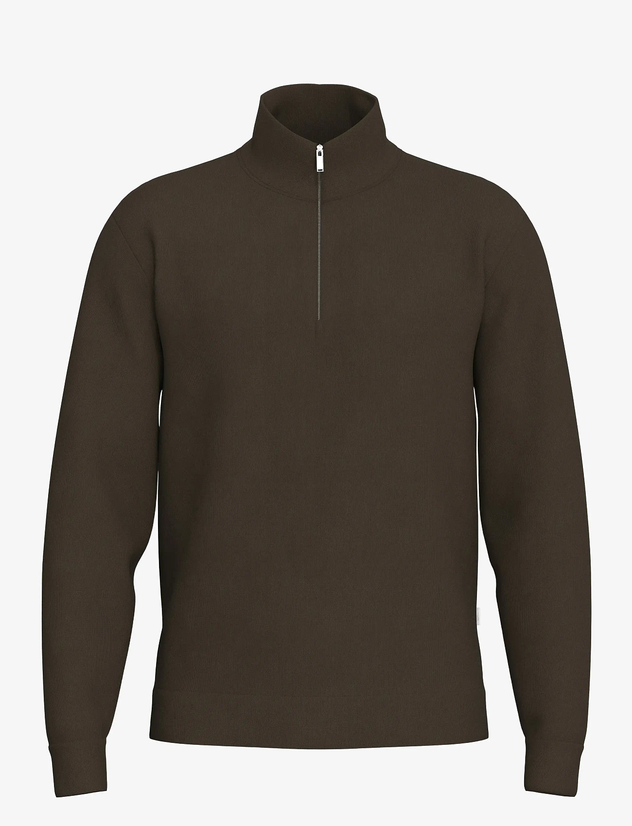 Selected - SLHEMANUEL SOFT ZIP HIGH NECK SWEAT NOOS - kollektioner - demitasse - 0