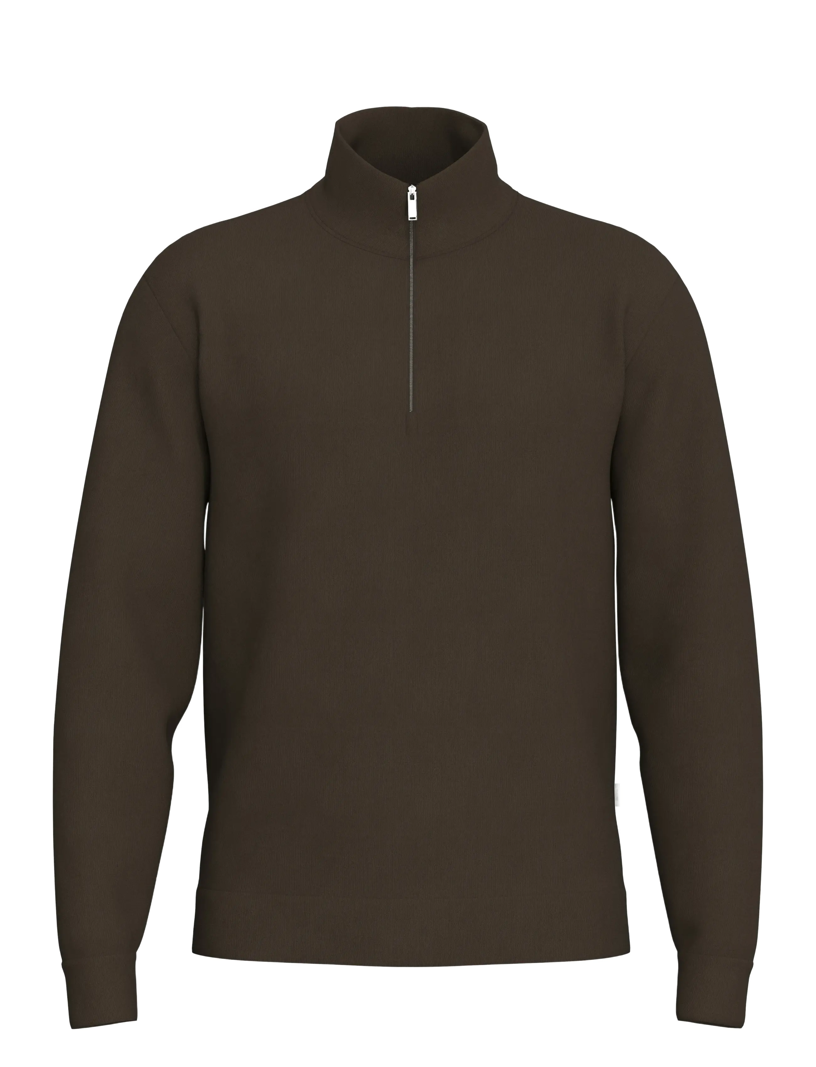 SLHEMANUEL SOFT ZIP HIGH NECK SWEAT NOOS - DEMITASSE