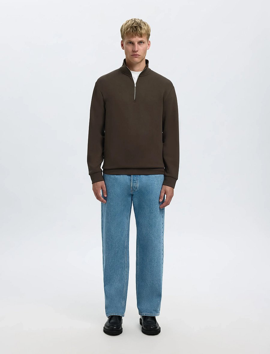 Selected - SLHEMANUEL SOFT ZIP HIGH NECK SWEAT NOOS - puhkuse põhitooted - demitasse - 4