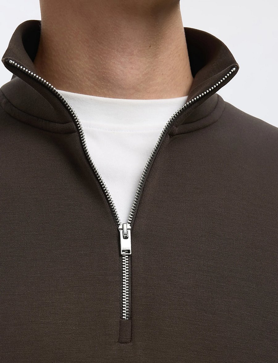 Selected - SLHEMANUEL SOFT ZIP HIGH NECK SWEAT NOOS - puhkuse põhitooted - demitasse - 5
