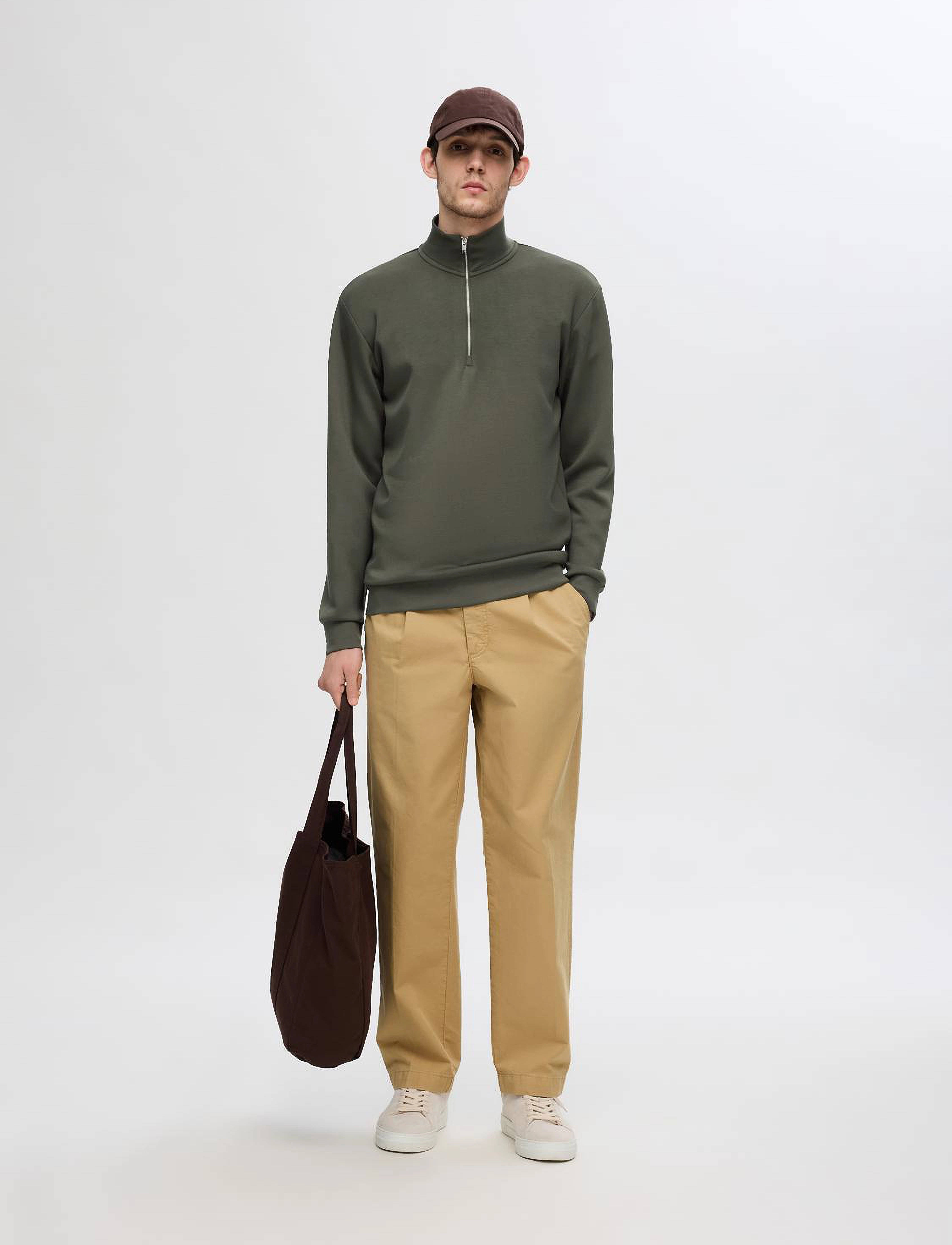 Selected - SLHEMANUEL SOFT ZIP HIGH NECK SWEAT NOOS - sweatshirts - forest night - 3