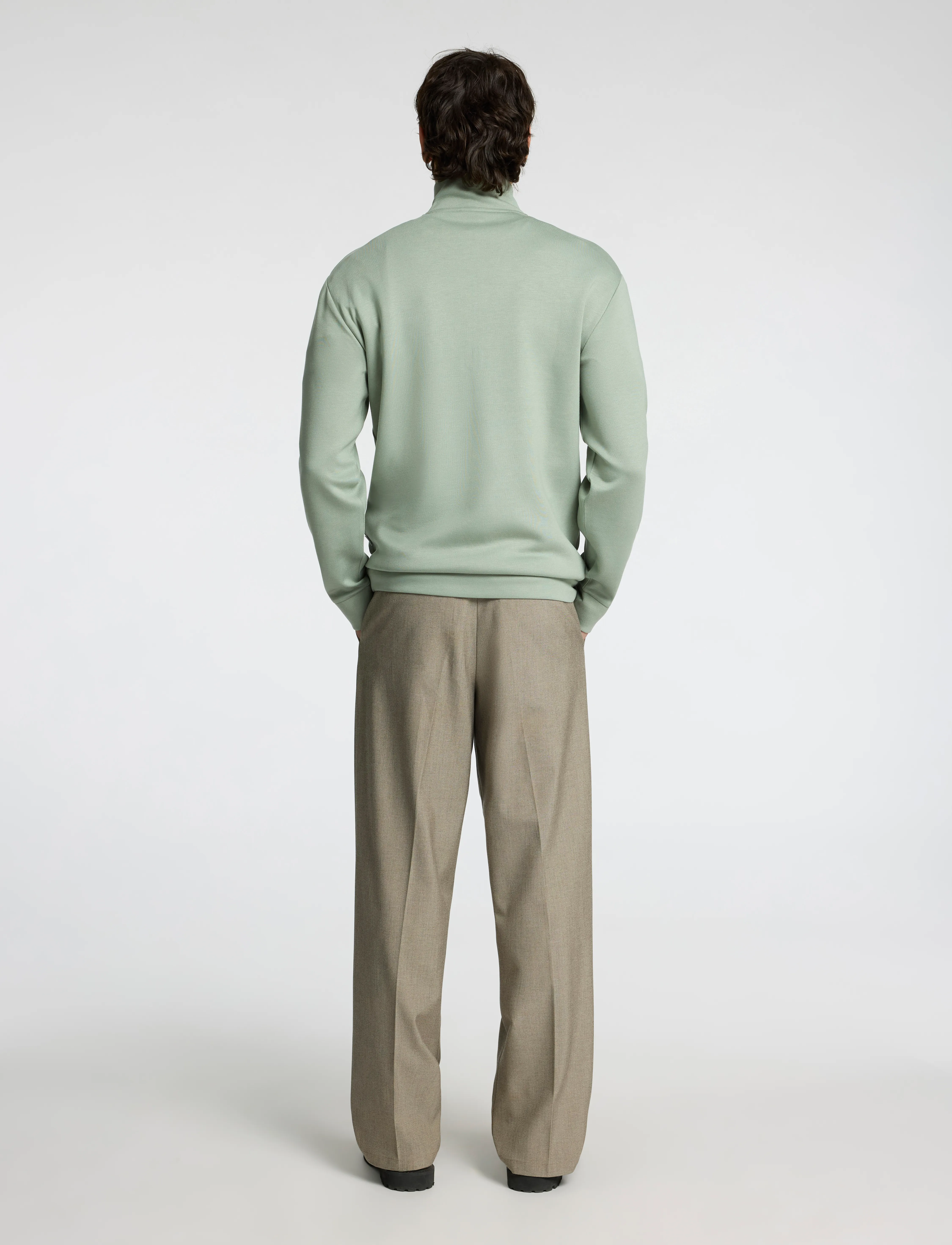 Selected - SLHEMANUEL SOFT ZIP HIGH NECK SWEAT NOOS - feriefavoritter - iceberg green - 2