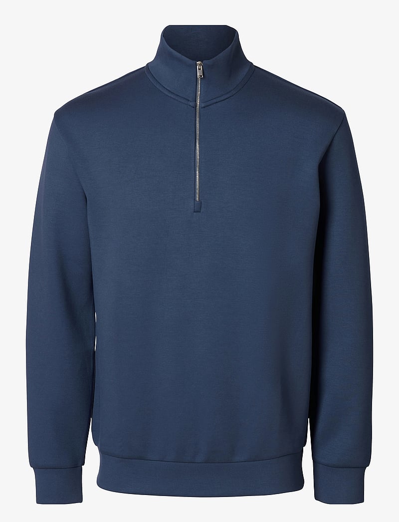 Selected - SLHEMANUEL SOFT ZIP HIGH NECK SWEAT NOOS - kollektionen - oceana - 1