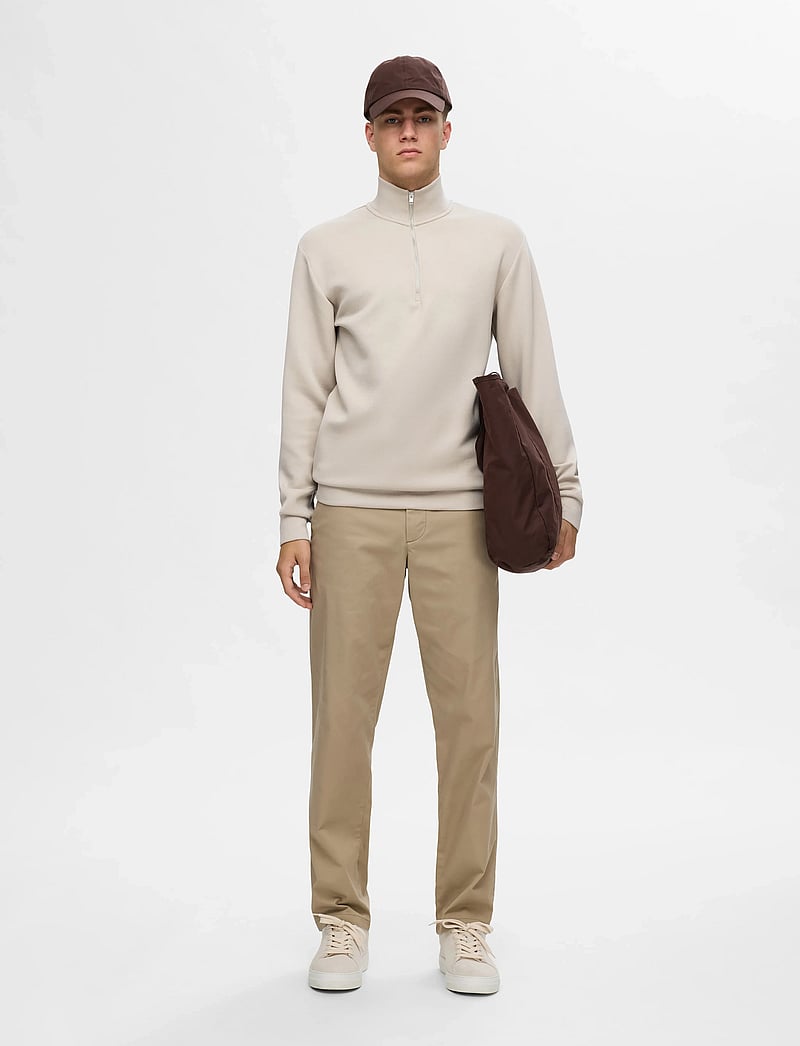 Selected - SLHEMANUEL SOFT ZIP HIGH NECK SWEAT NOOS - collegepaidat - pure cashmere - 0
