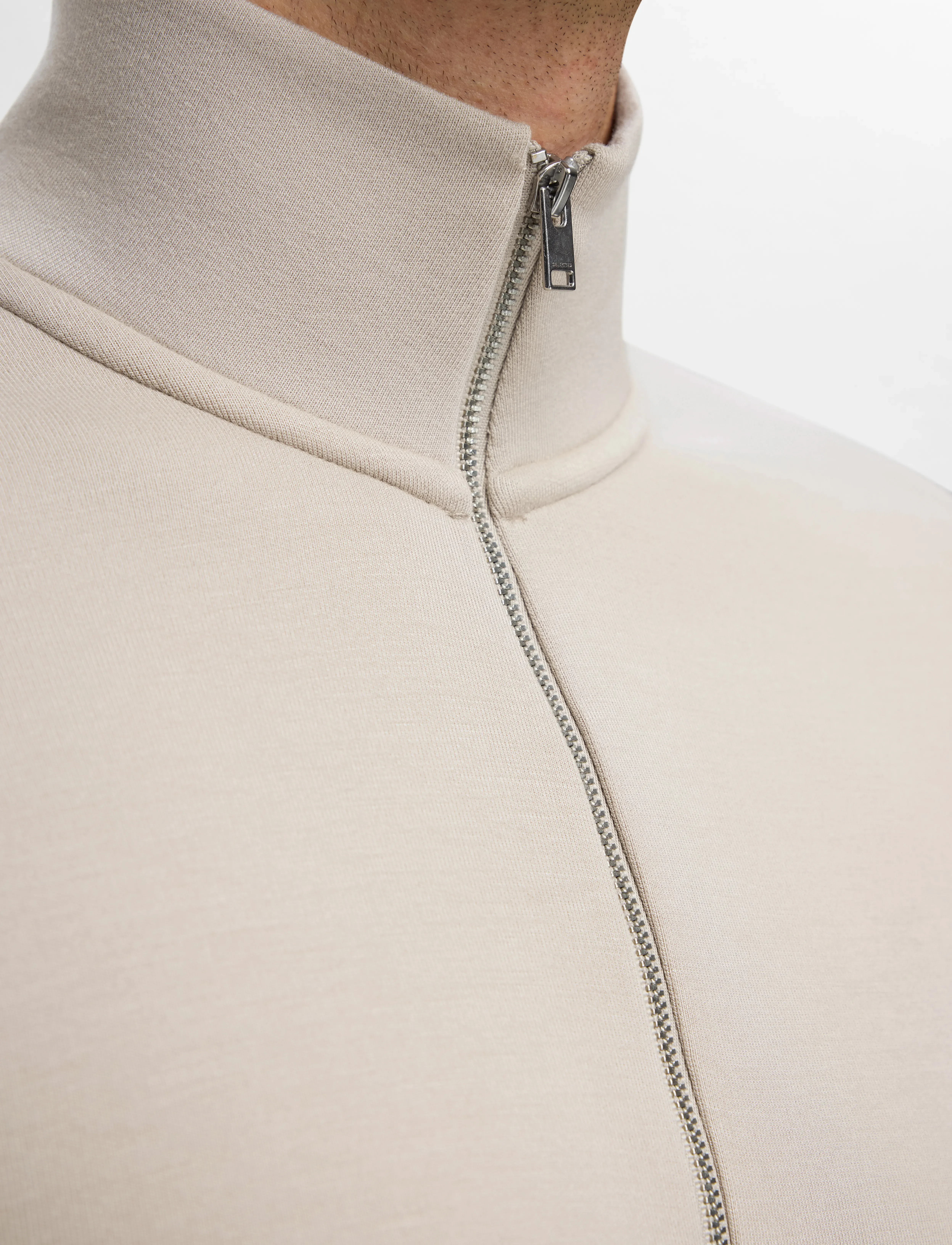 Selected - SLHEMANUEL SOFT ZIP HIGH NECK SWEAT NOOS - feriefavoritter - pure cashmere - 4
