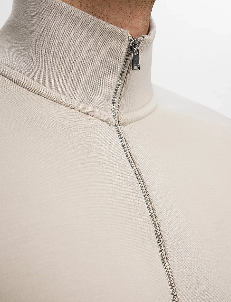 Selected - SLHEMANUEL SOFT ZIP HIGH NECK SWEAT NOOS - atostogų būtiniausi - pure cashmere - 4