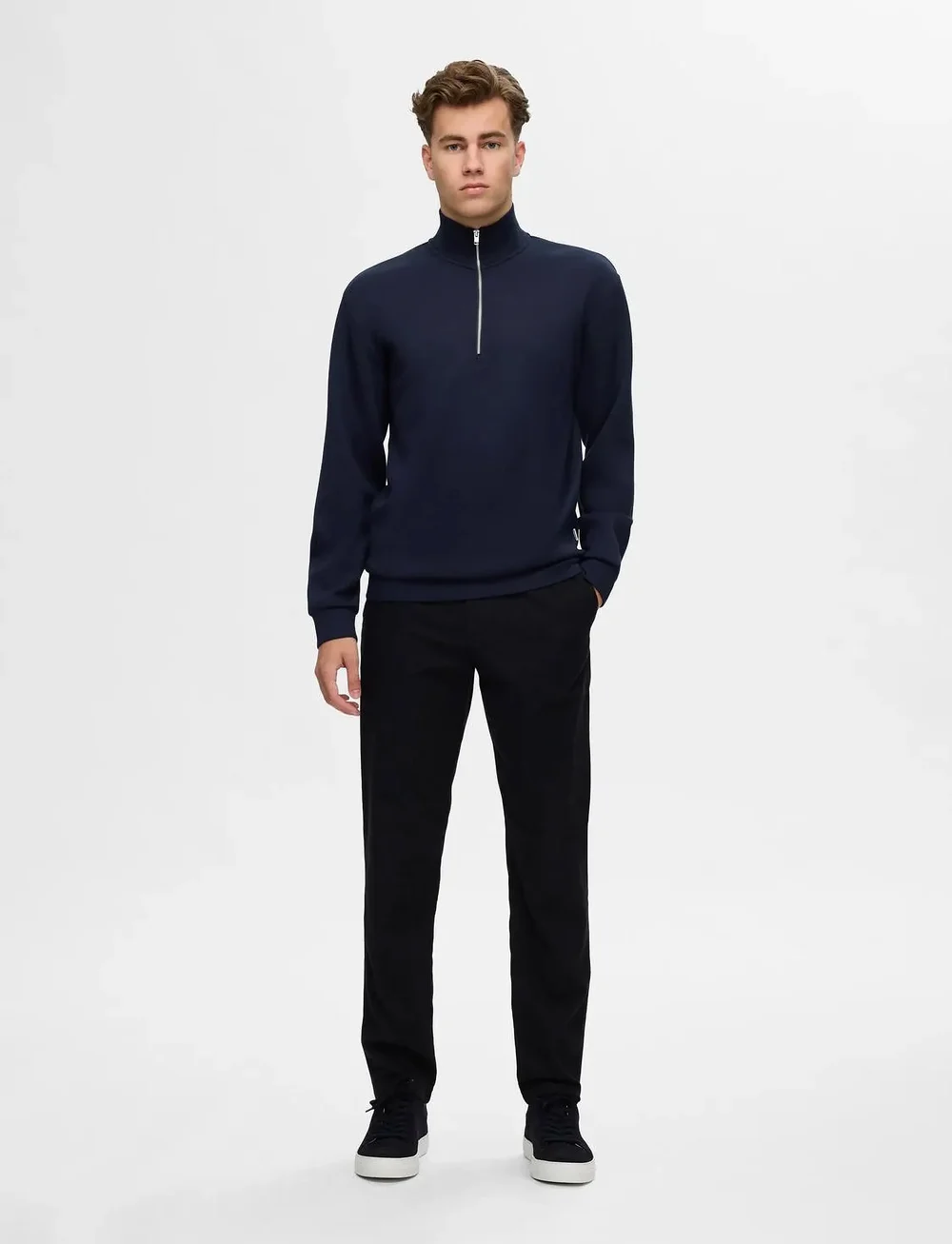 Selected - SLHEMANUEL SOFT ZIP HIGH NECK SWEAT NOOS - swetry - sky captain - 3