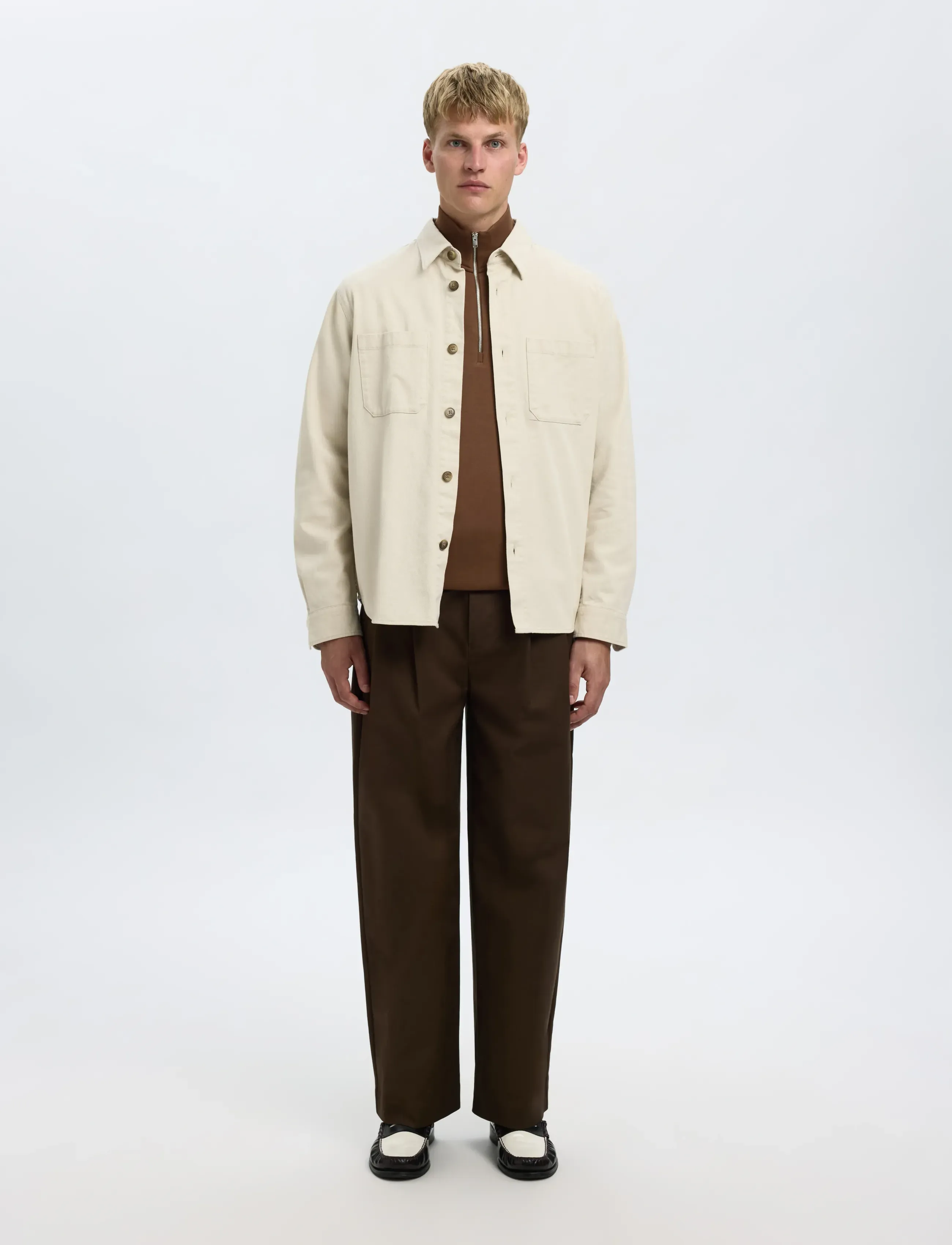 Selected - SLHEMANUEL SOFT ZIP HIGH NECK SWEAT NOOS - feriefavoritter - soft silt - 4