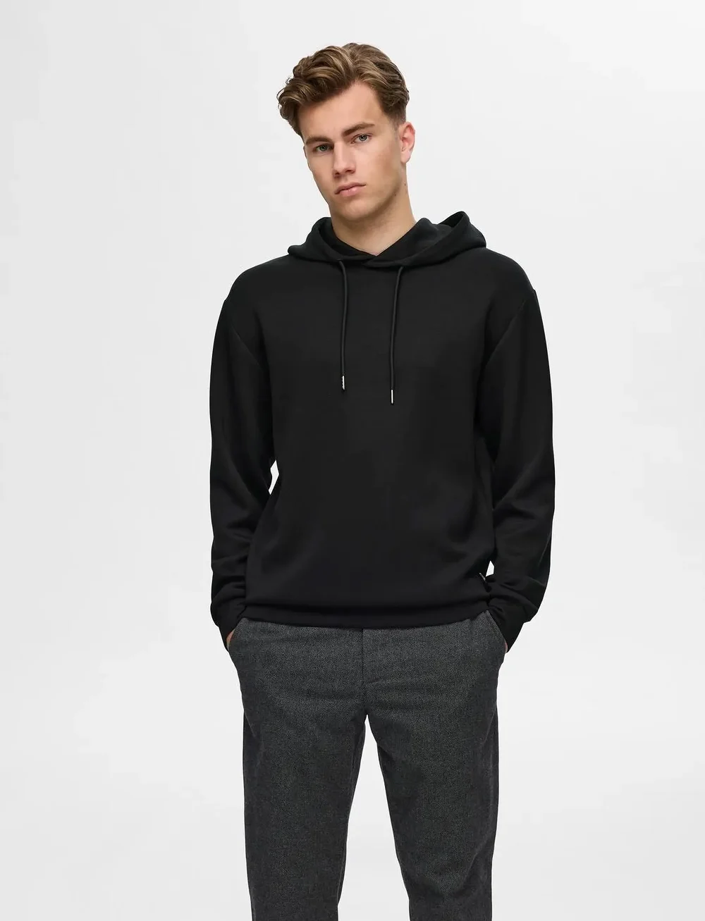 Selected - SLHEMANUEL SOFT HOOD SWEAT NOOS - kapuzenpullover - black - 0