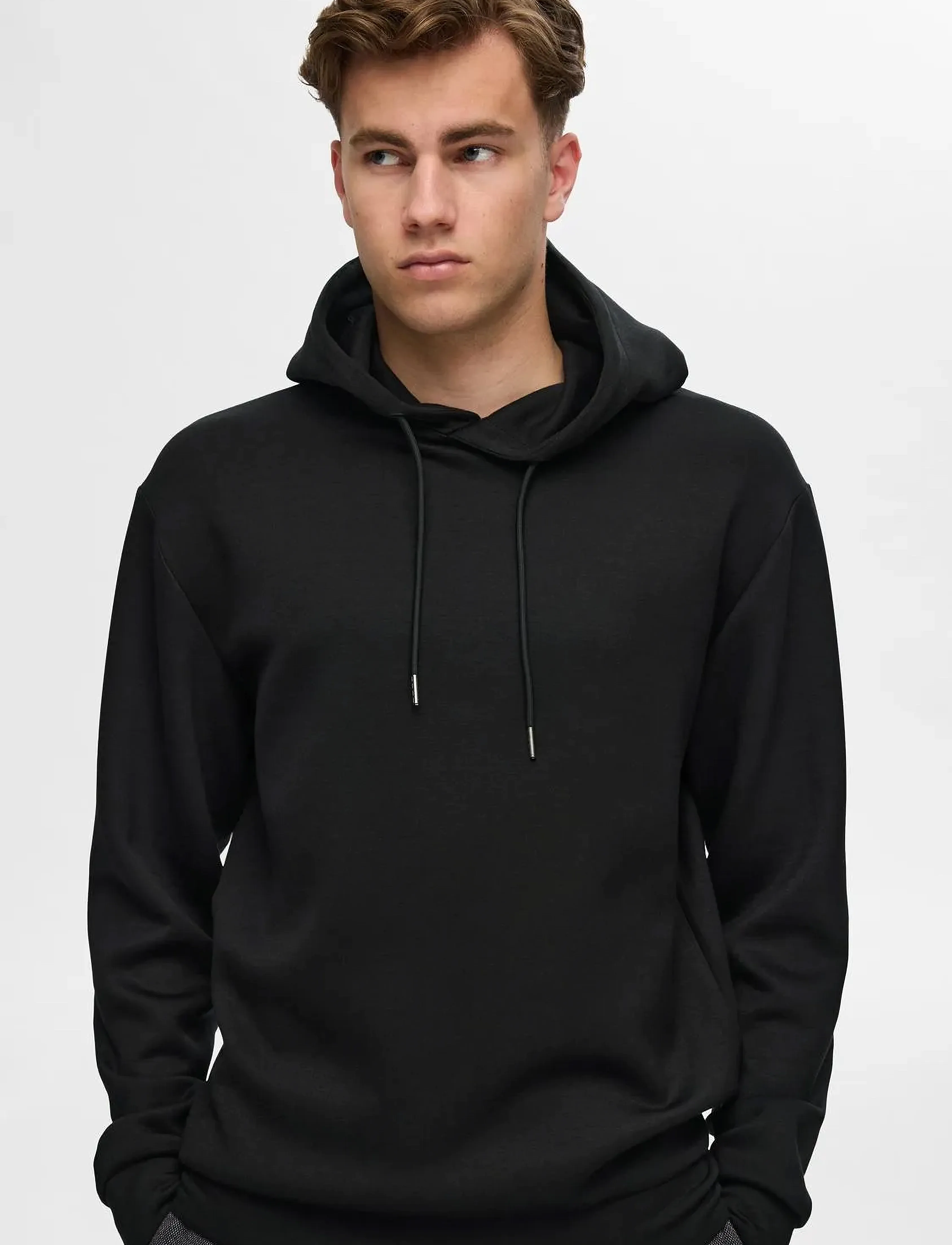 Selected - SLHEMANUEL SOFT HOOD SWEAT NOOS - sweats à capuche - black - 5