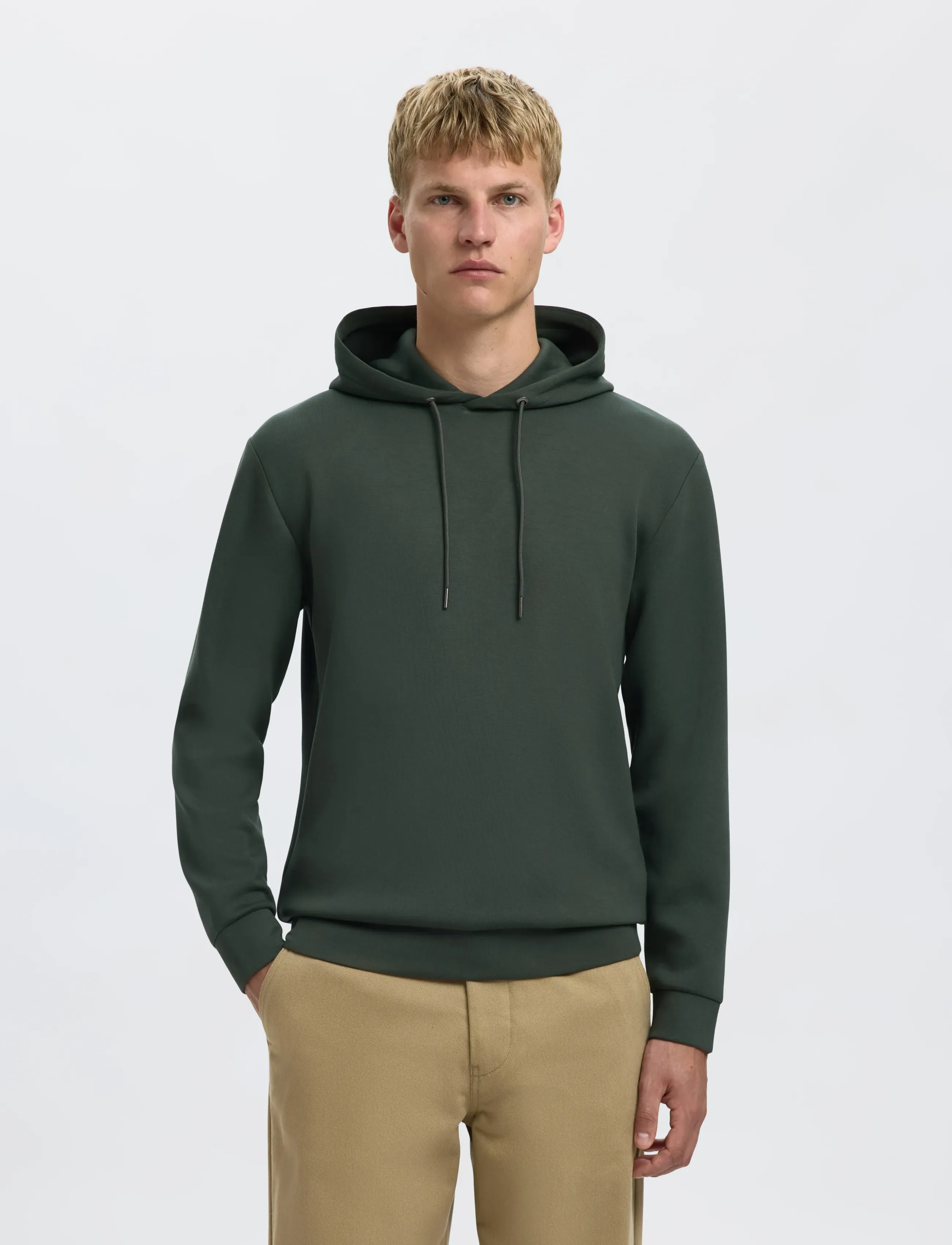 Selected SLHEMANUEL SOFT HOOD SWEAT NOOS - Winter deals - DEEP FOREST / green