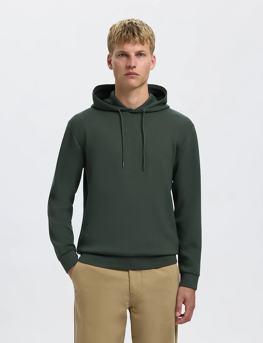 Selected - SLHEMANUEL SOFT HOOD SWEAT NOOS - hoodies - deep forest - 0