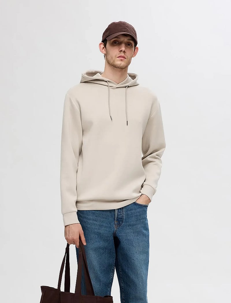Selected - SLHEMANUEL SOFT HOOD SWEAT NOOS - hoodies - pure cashmere - 0