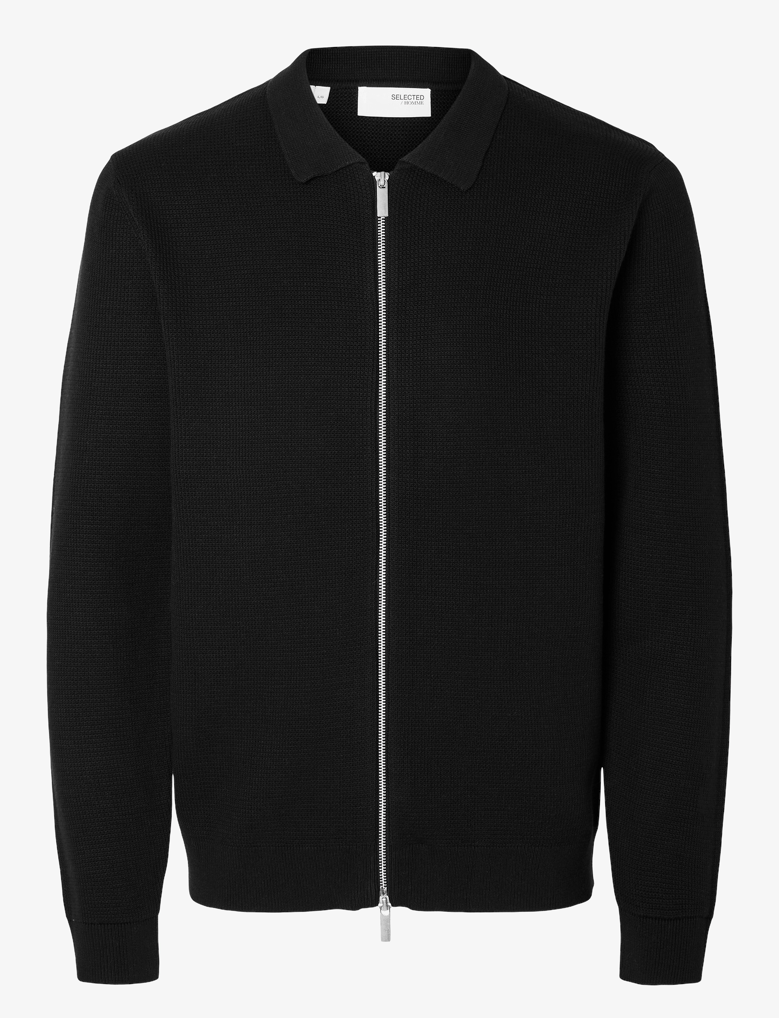 Selected - SLHDANE LS KNIT STRUCTURE CARDIGAN NOOS - black - 1
