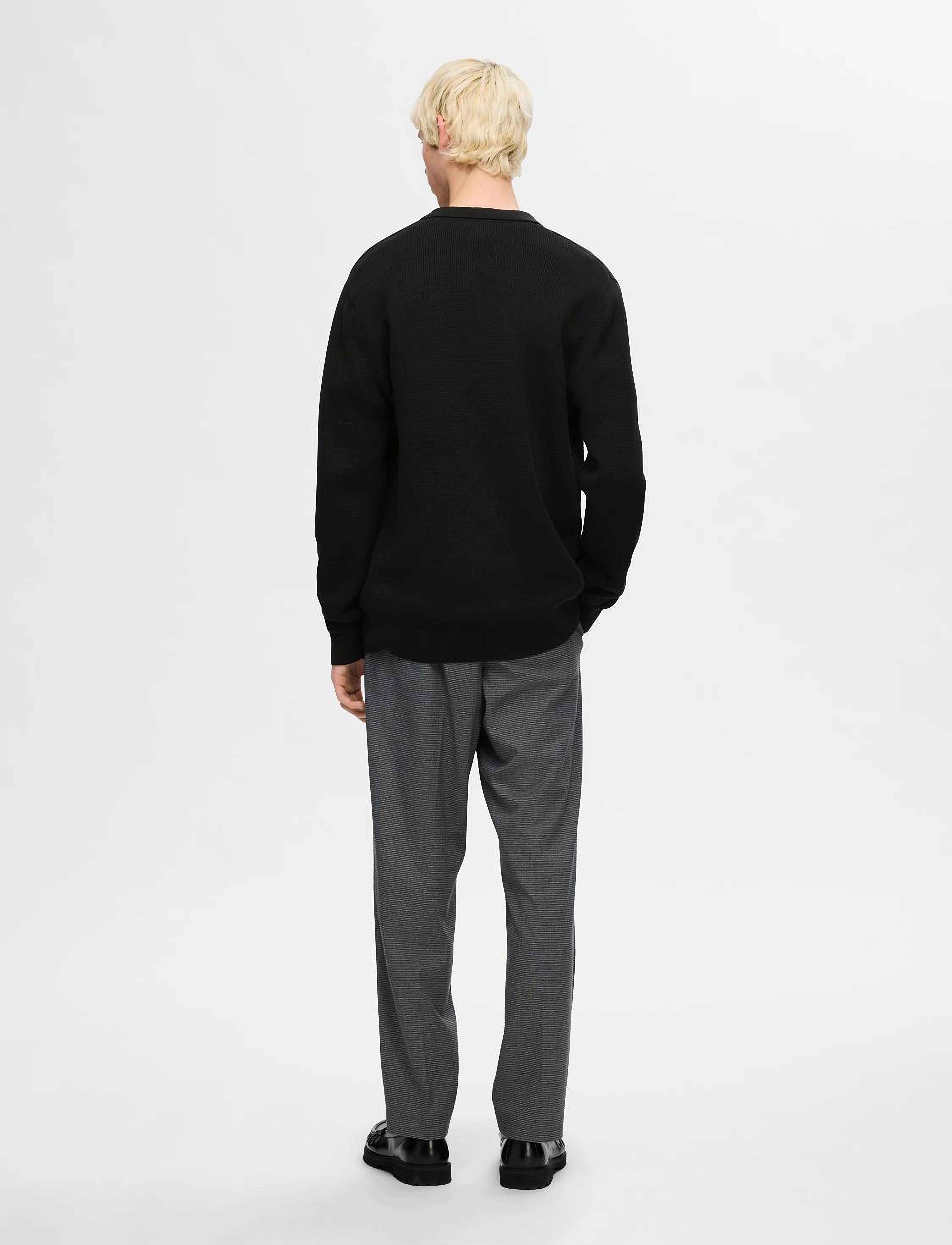 Selected - SLHDANE LS KNIT STRUCTURE CARDIGAN NOOS - black - 2