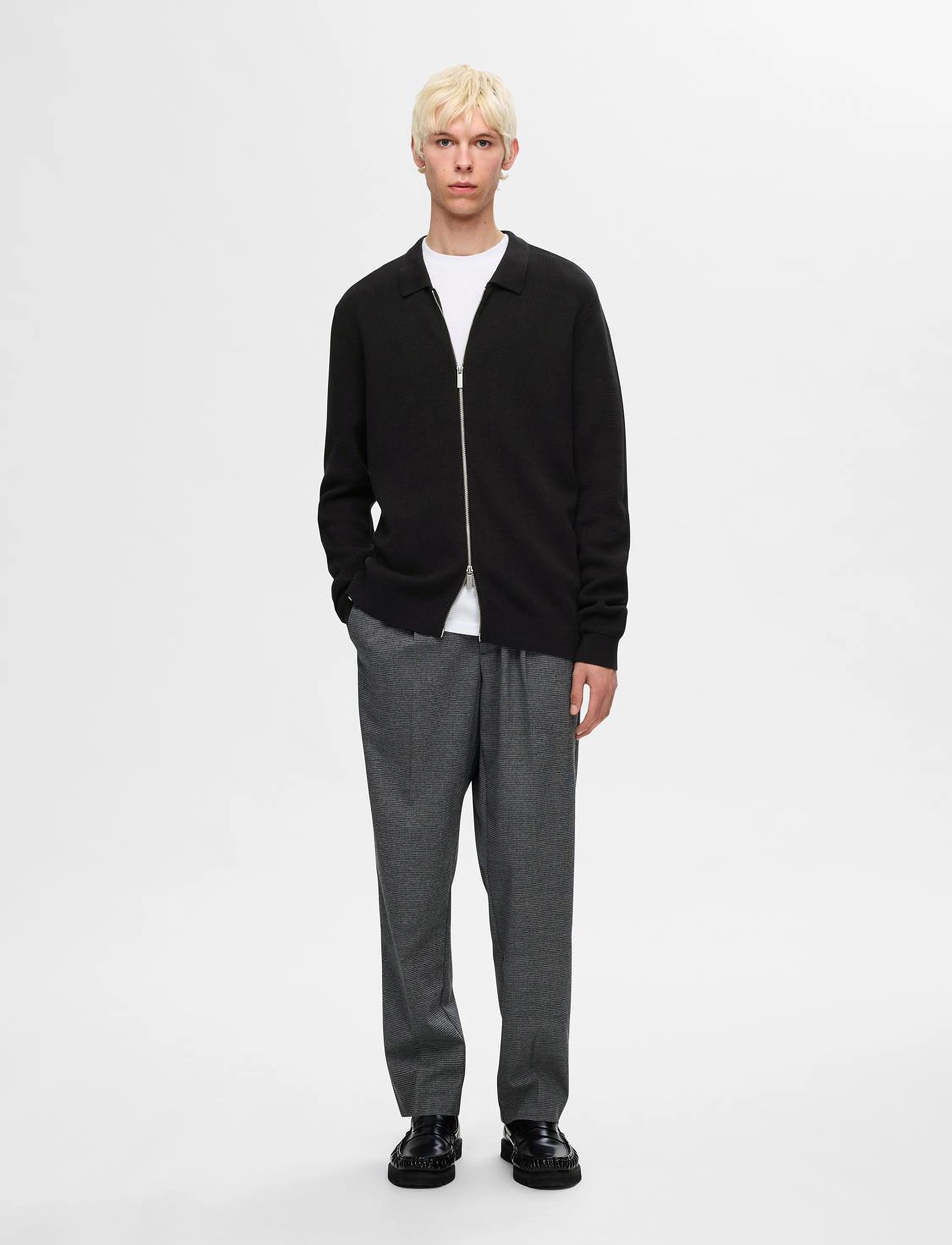 Selected - SLHDANE LS KNIT STRUCTURE CARDIGAN NOOS - black - 5