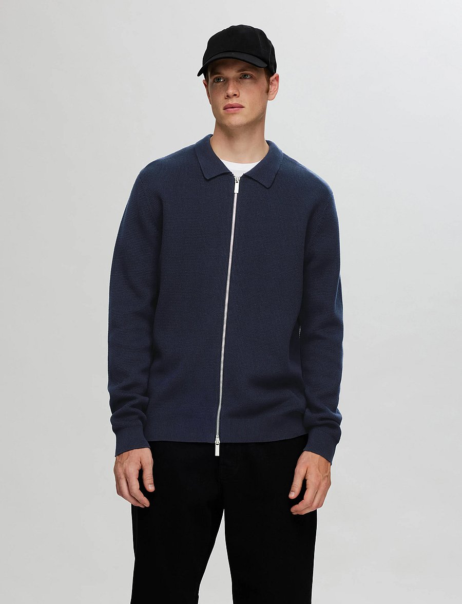 Selected - SLHDANE LS KNIT STRUCTURE CARDIGAN NOOS - sky captain - 0