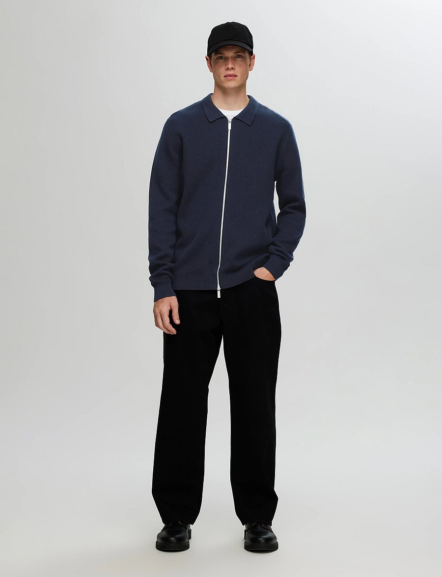 Selected - SLHDANE LS KNIT STRUCTURE CARDIGAN NOOS - sky captain - 3