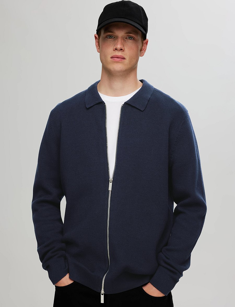 Selected - SLHDANE LS KNIT STRUCTURE CARDIGAN NOOS - sky captain - 5