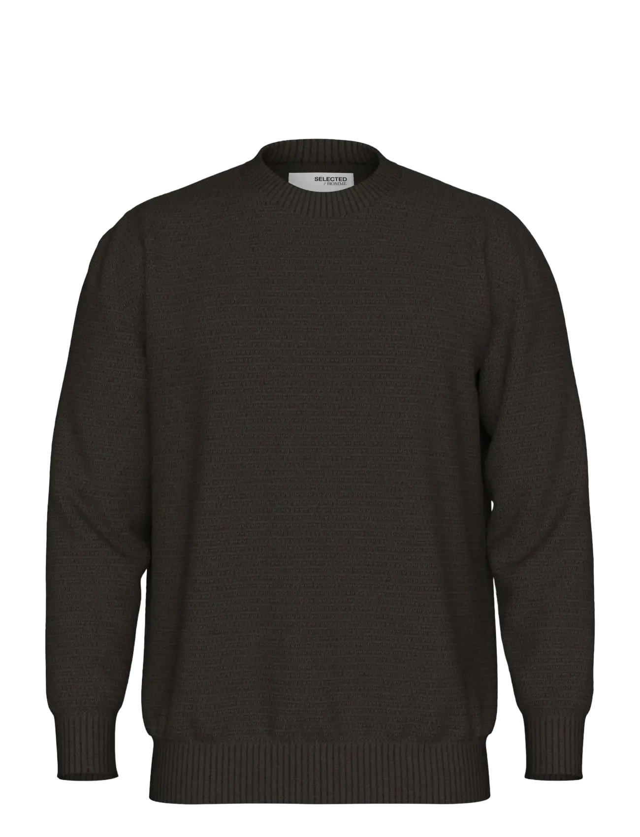 SLHHENNY LS KNIT RELAXED CREW NECK - CHOCOLATE TORTE