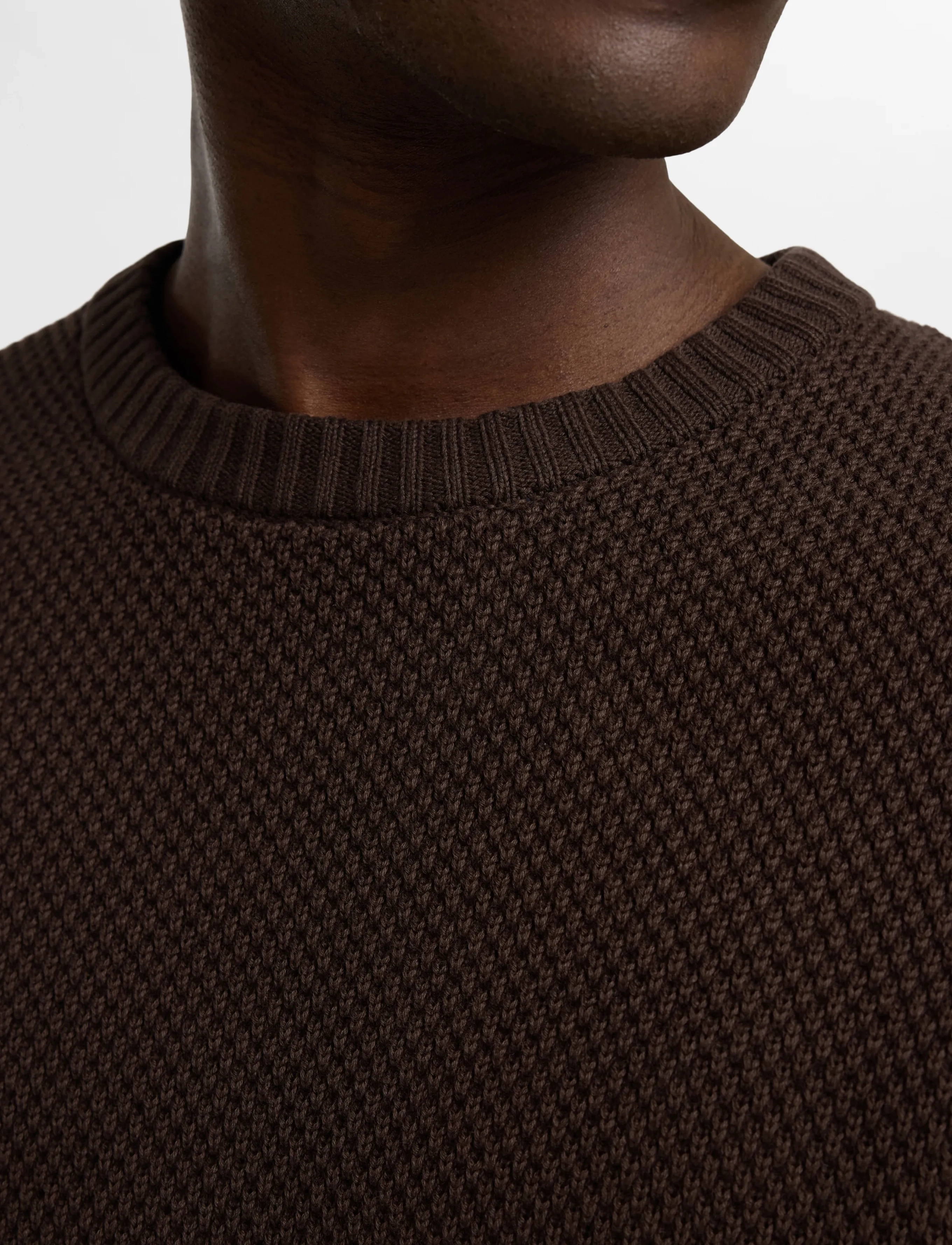 Selected - SLHHENNY LS KNIT RELAXED CREW NECK - chocolate torte - 4