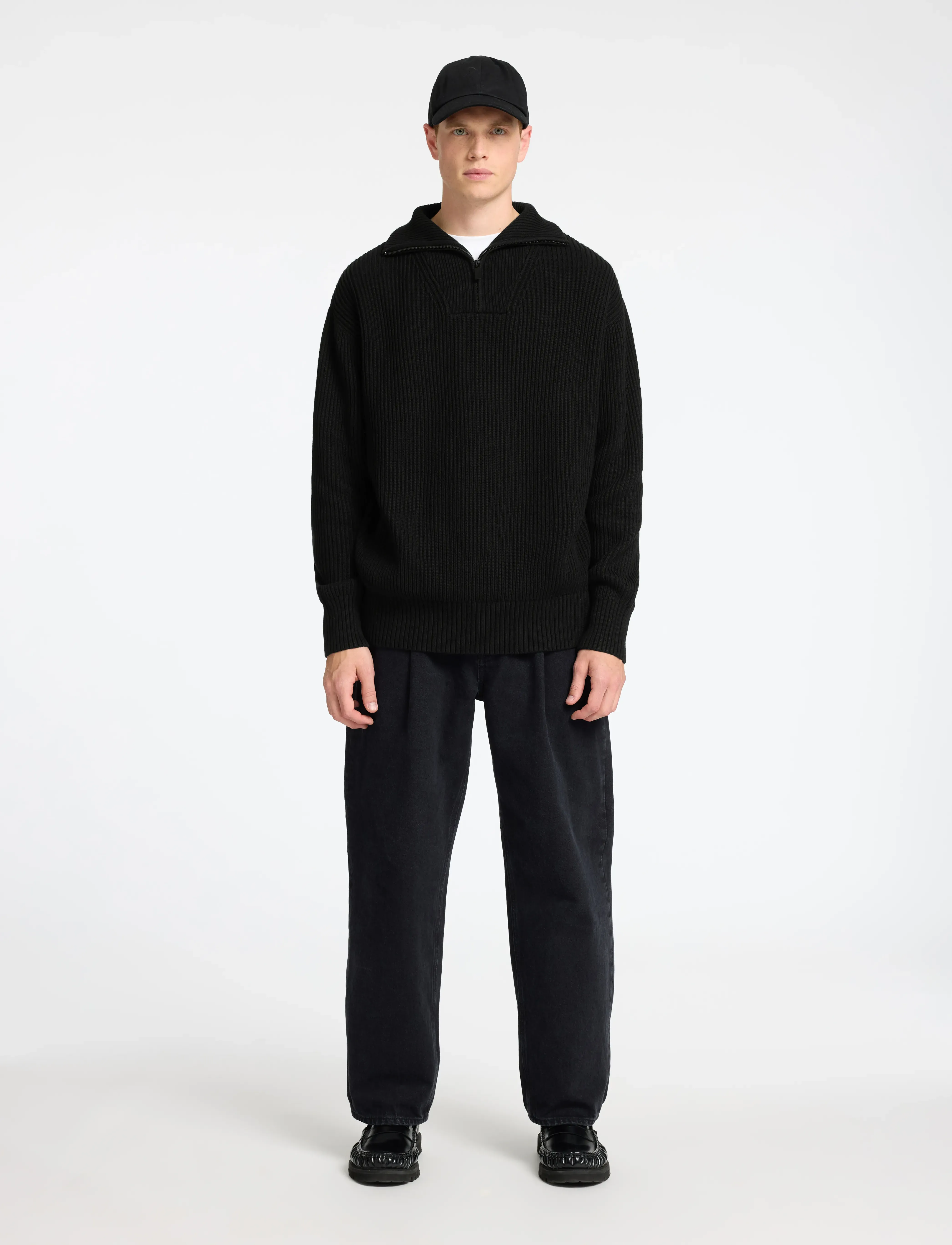 Selected - SLHDRY LS KNIT RELAXED HALF ZIP - halfzip strik - black - 3