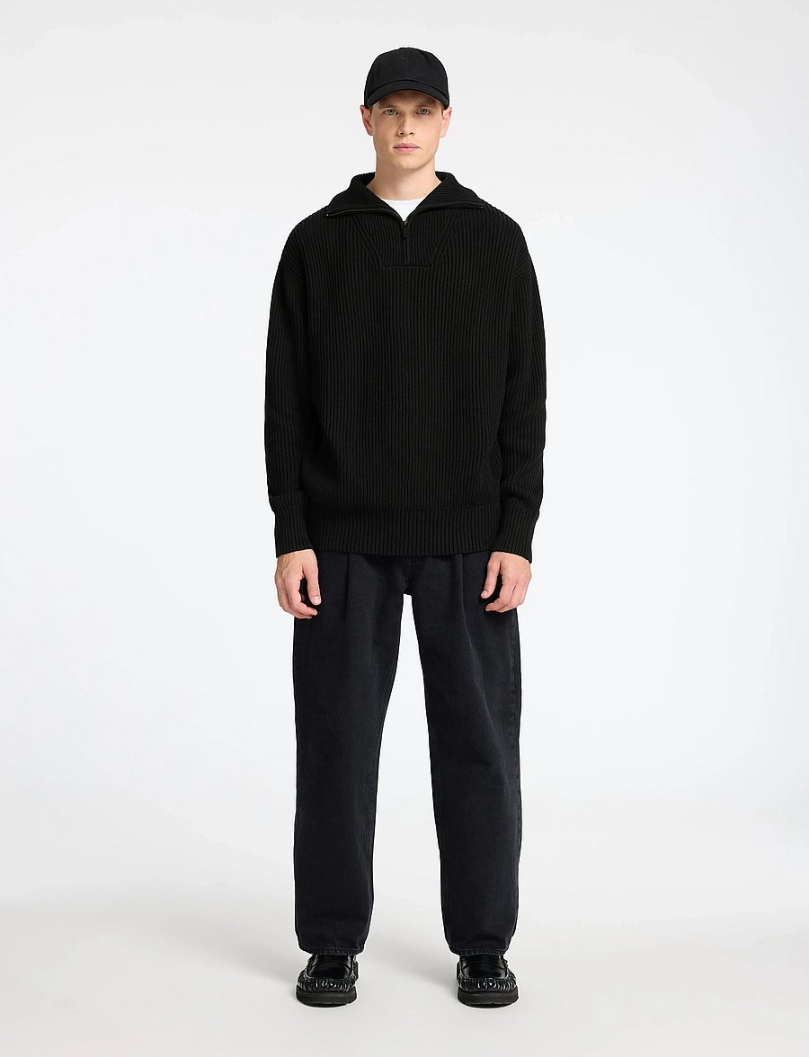 Selected - SLHDRY LS KNIT RELAXED HALF ZIP - pulls demi-zippés - black - 3